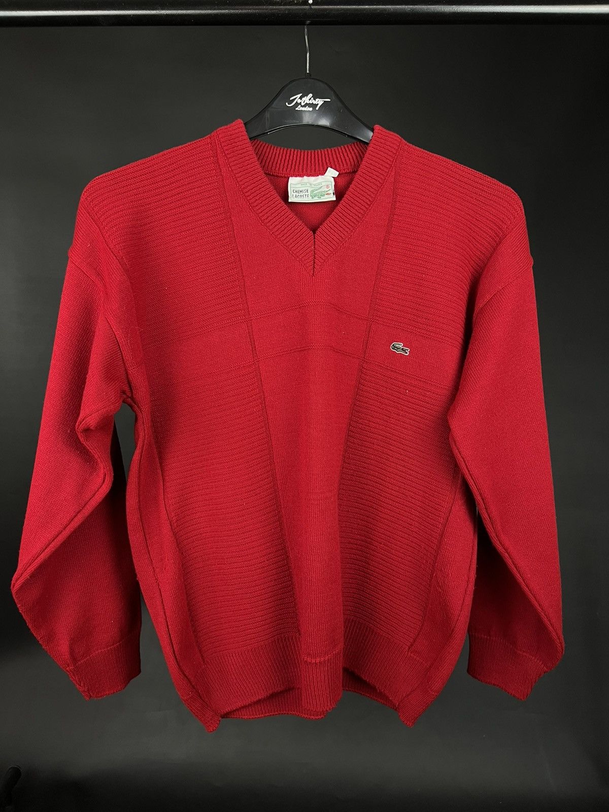 Lacoste Vintage VTG Lacoste sweater warm red V Neck Grailed