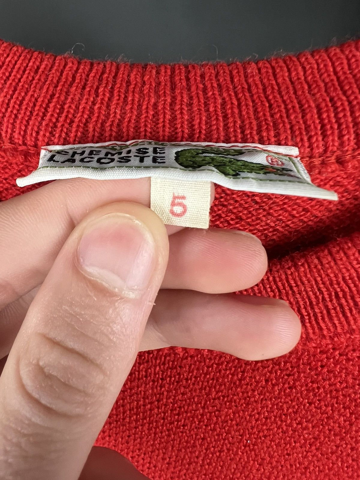 Lacoste × Vintage VTG Lacoste sweater warm bright red long sleeve Size US L / EU 52-54 / 3 - 3 Thumbnail