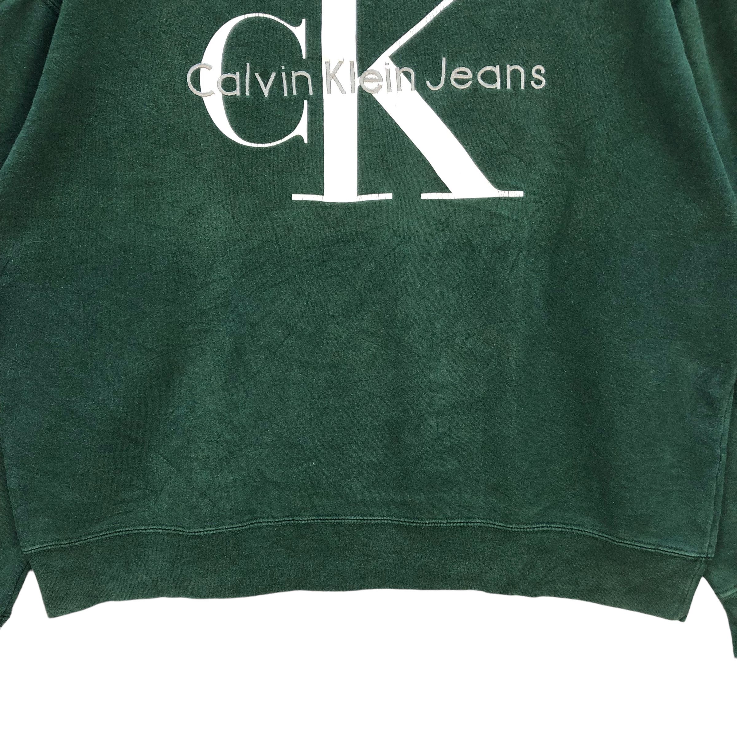 Calvin Klein VINTAGE CK JEANS BIG LOGO GREEN SWEATSHIRTS #7373-140 Size US L / EU 52-54 / 3 - 4 Thumbnail