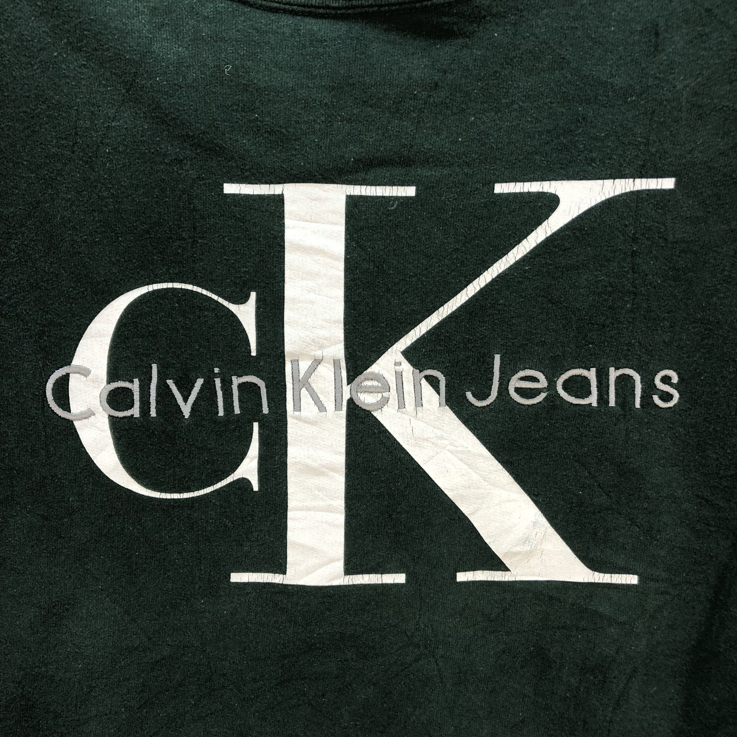 Calvin Klein VINTAGE CK JEANS BIG LOGO GREEN SWEATSHIRTS #7373-140 Size US L / EU 52-54 / 3 - 3 Thumbnail