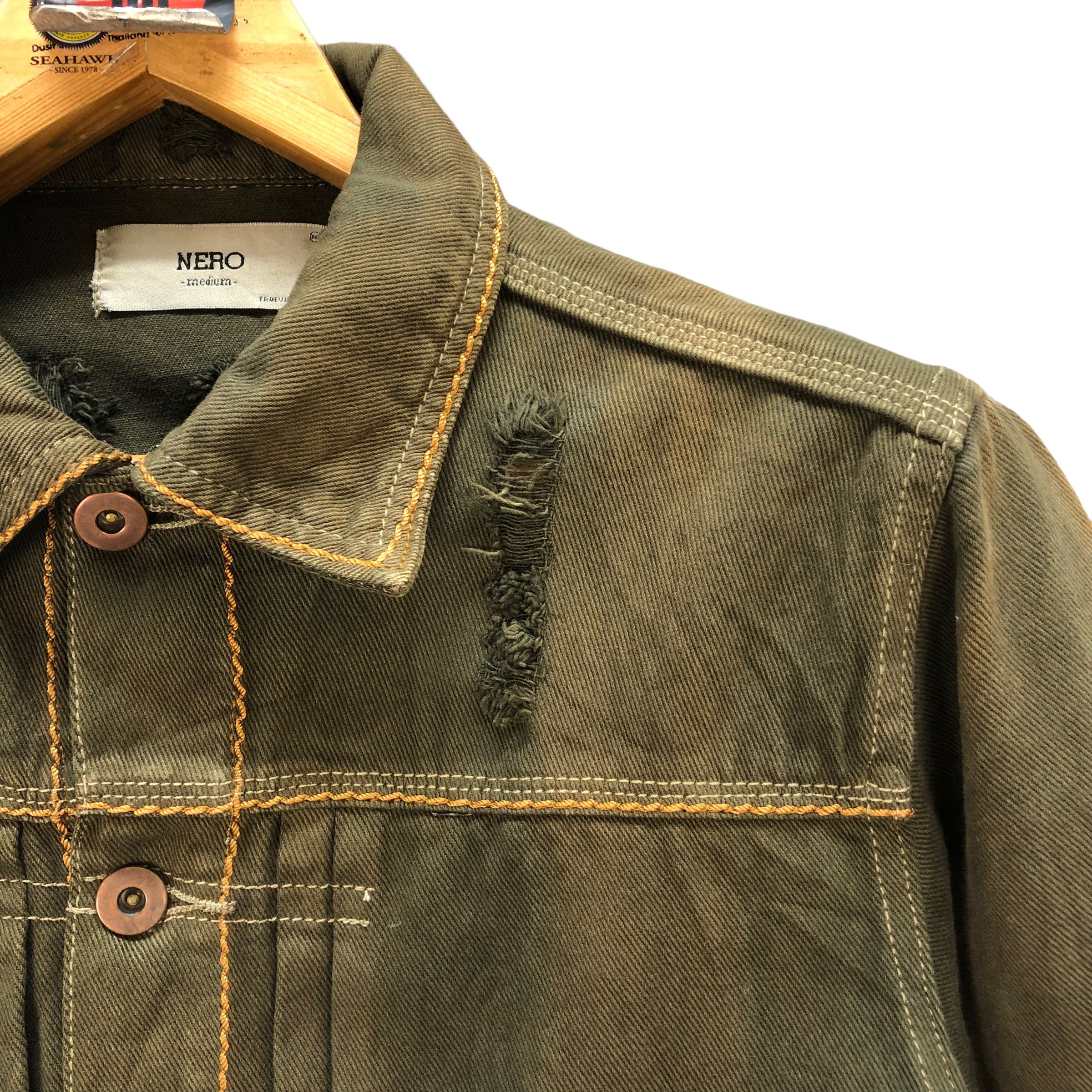 Other NERO TRUE VINTAGE ARTWORK DISTRESSED DENIM JACKET #7396-142 Size US M / EU 48-50 / 2 - 3 Thumbnail