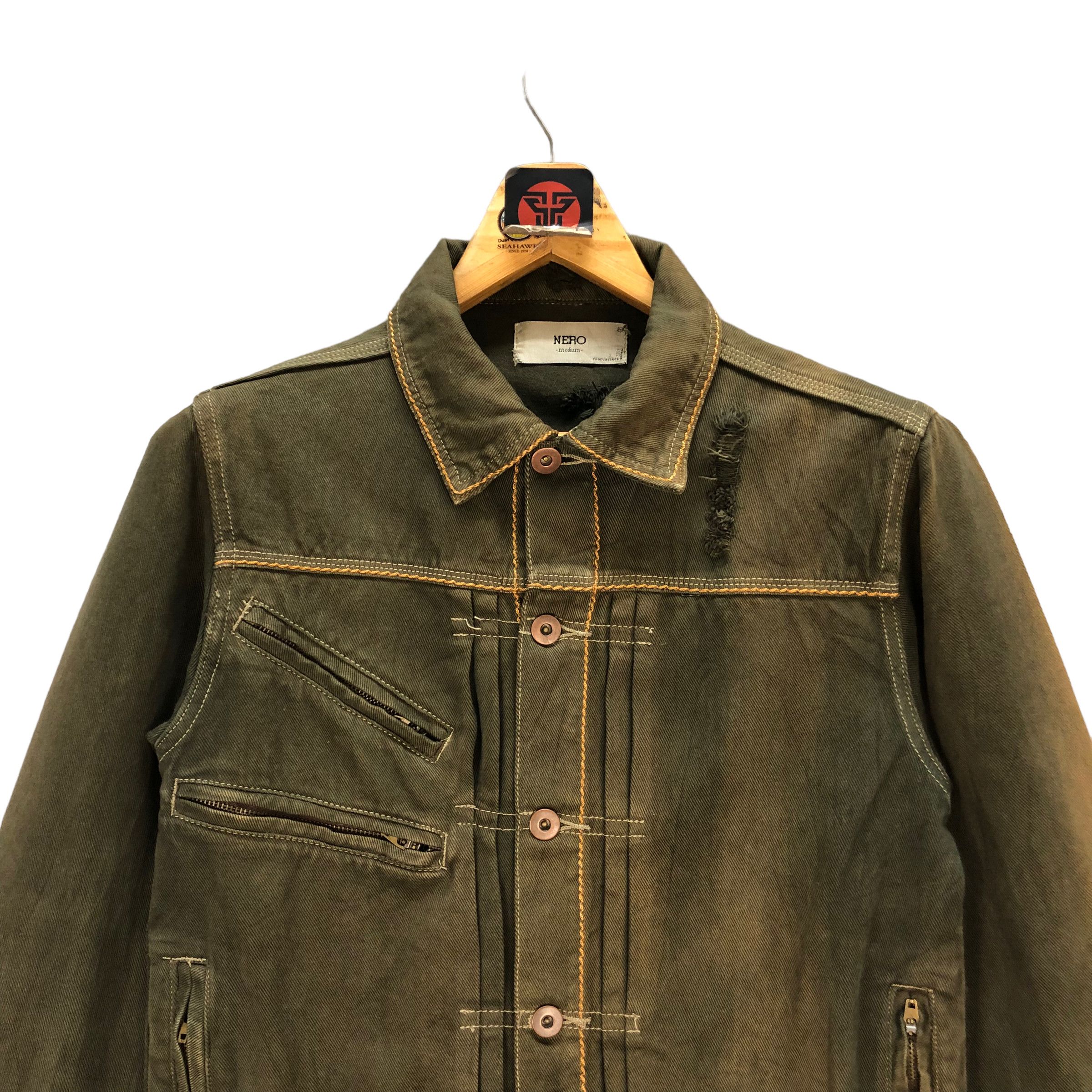 Other NERO TRUE VINTAGE ARTWORK DISTRESSED DENIM JACKET #7396-142 Size US M / EU 48-50 / 2 - 2 Thumbnail