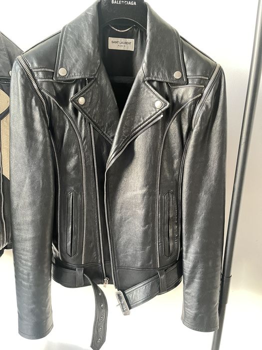 Saint Laurent Paris Saint Laurent 15fw zipped leather jacket 1/1 Runway ...