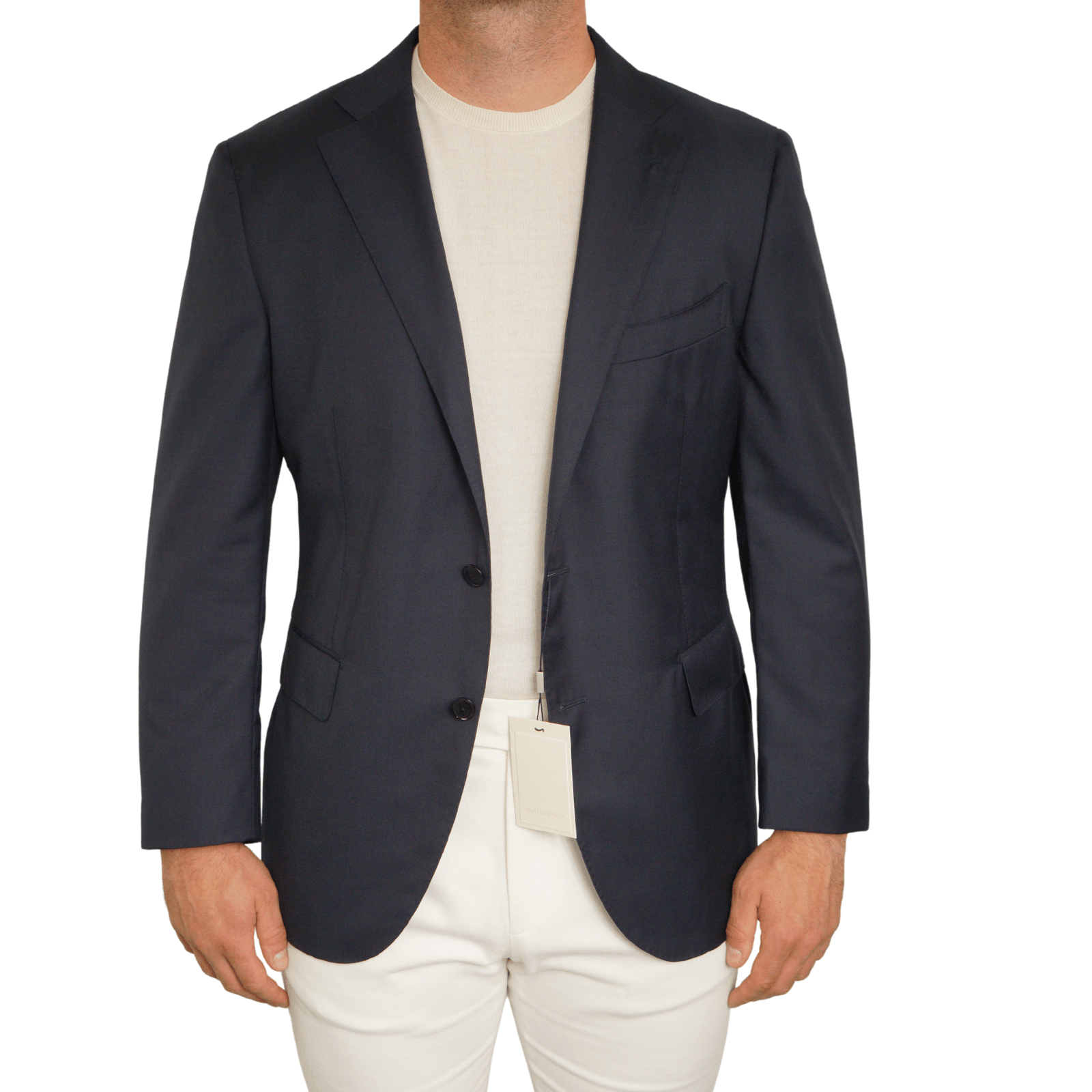 Blazer Homme Suitsupply La Spalla - Taille UK42L Slim - Bleu Laine S130s - Vérification Oiseau Eye - Très Bon état Occasion