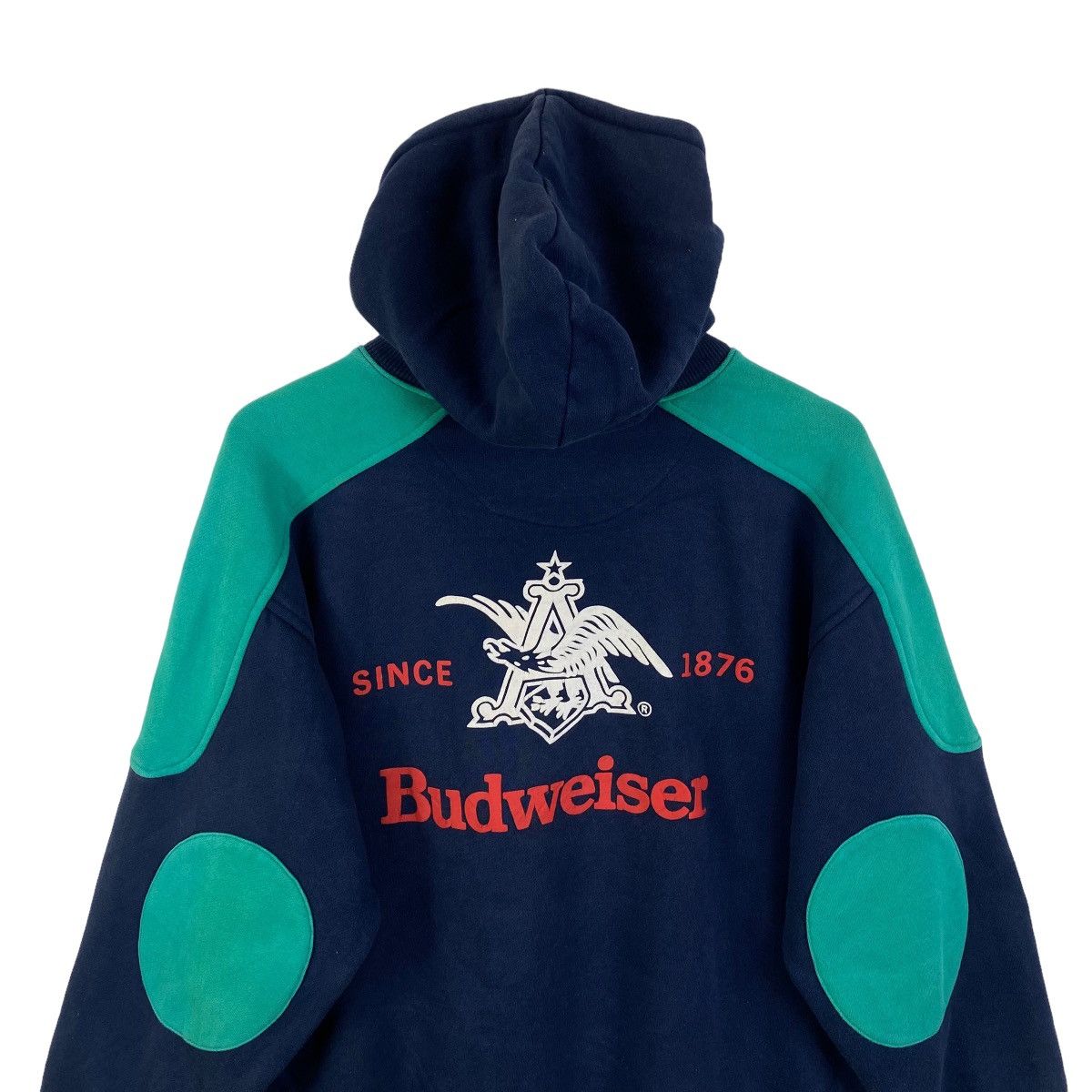 Budweiser × Vintage Vintage BUDWEISER Big Logo Patches Elbow Hoodie Pullover Size US L / EU 52-54 / 3 - 4 Thumbnail