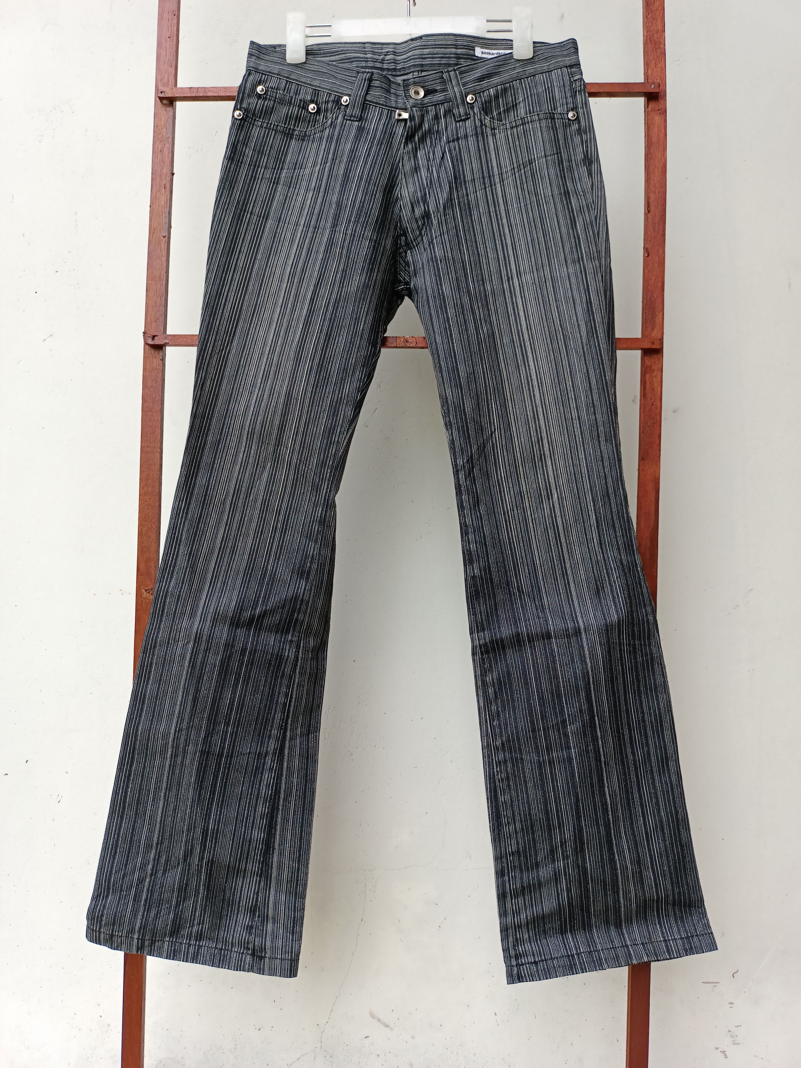Japanese Brand Flared Japanese Semantic Design Stripes Jeans Size US 31 - 1 Thumbnail