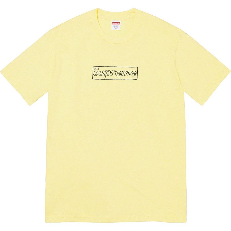 image of Supreme Kaws Chalk Logo Tee Pale Yellow Xl, Men's