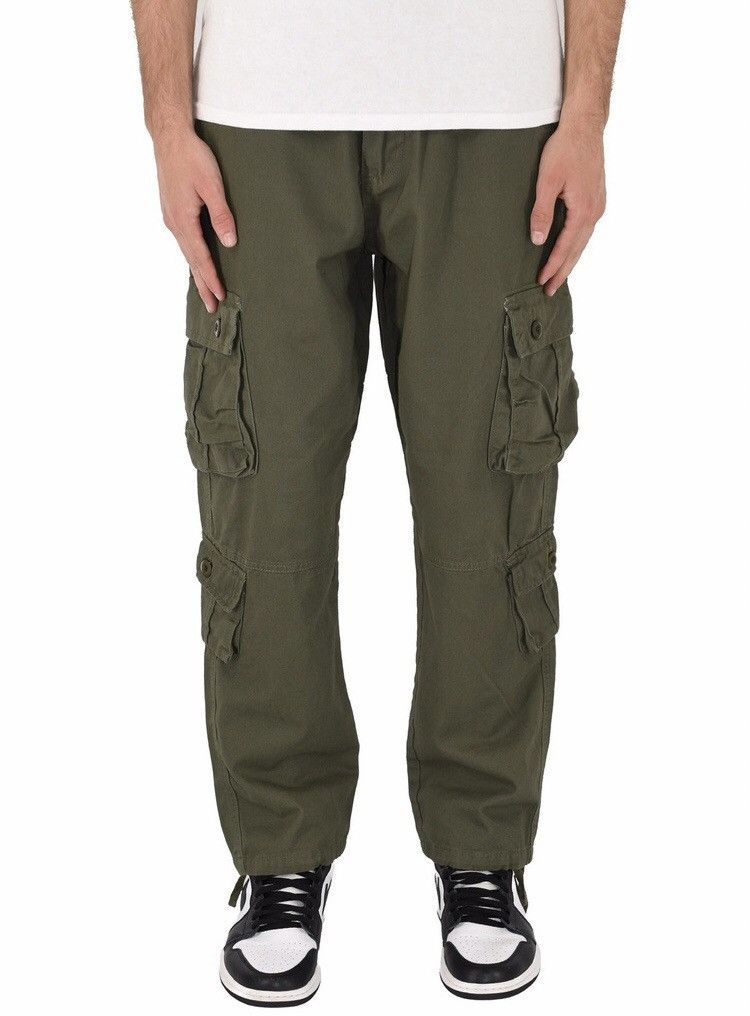 Japanese Brand 8 Pocket Cargo Pants Olive Size US 34 / EU 50 - 2 Thumbnail