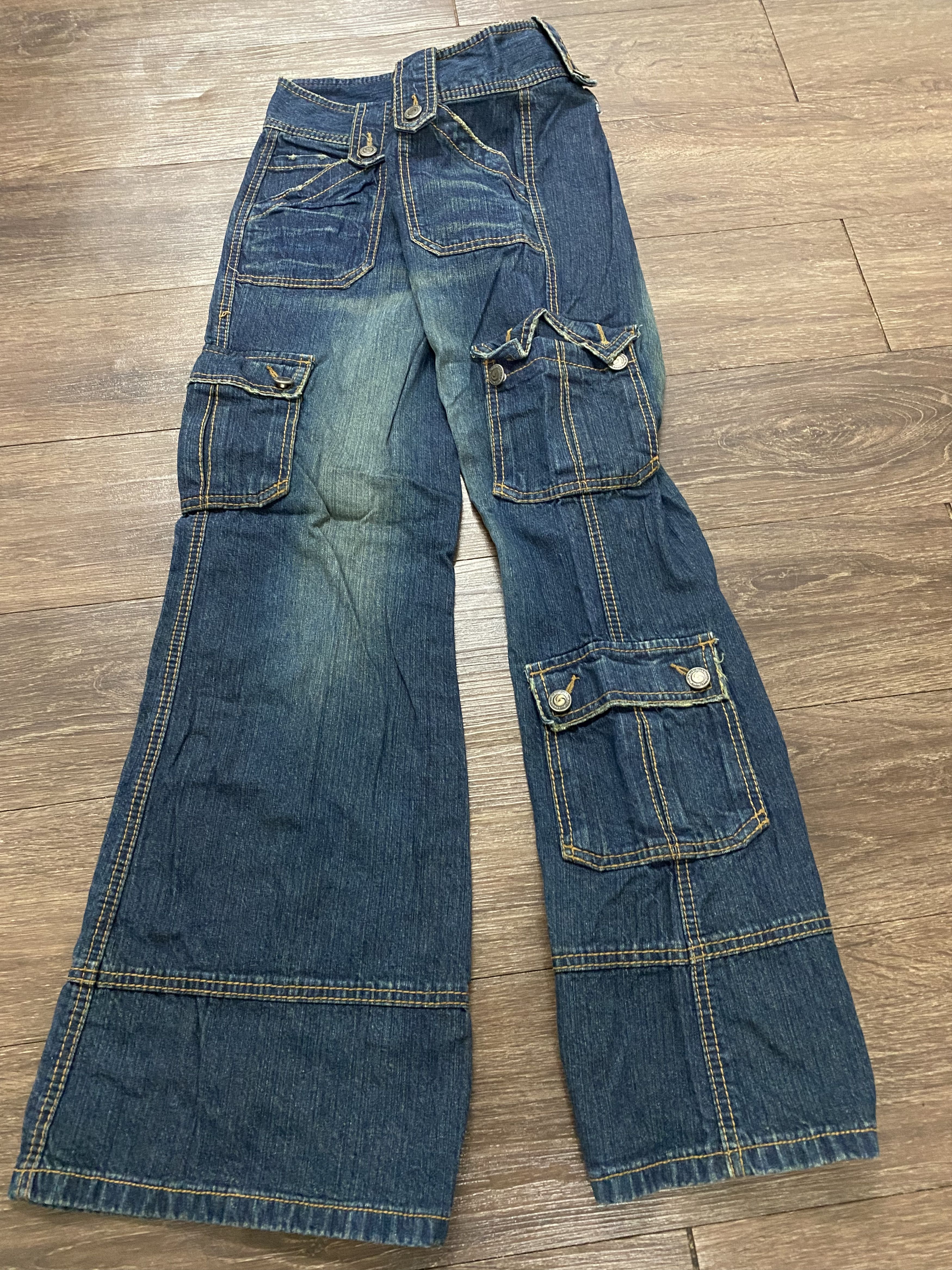 Japanese Brand Blue moon blue jeans multi pocket flare denim Size 27" / US 4 / IT 40 - 4 Thumbnail