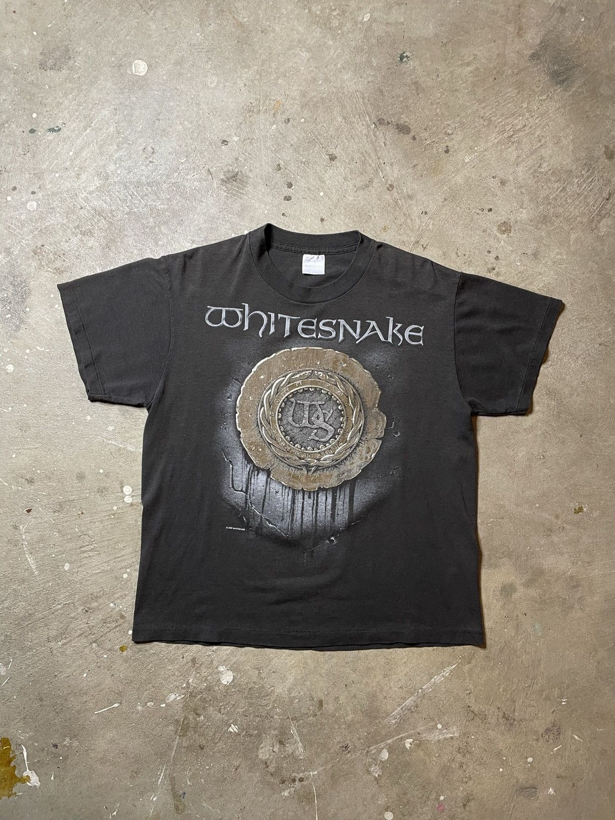 image of Band Tees x Vintage 1987 Whitesnake ‘Invasion Of The Snatch Magnets’ Tour Tee in Black (Size Medium