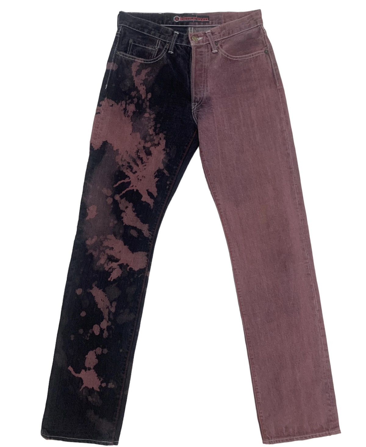 image of Archival Clothing Kimuraya Two Tones Bleach Pants in Red, Men's (Size 28)