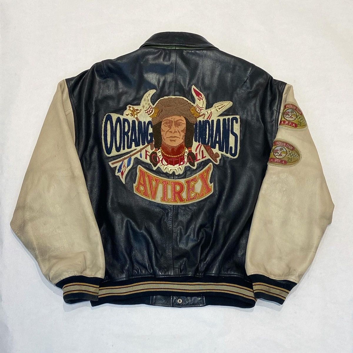 Vintage Vintage 1995 Avirex Oorang Indians Football Leather Jacket ...