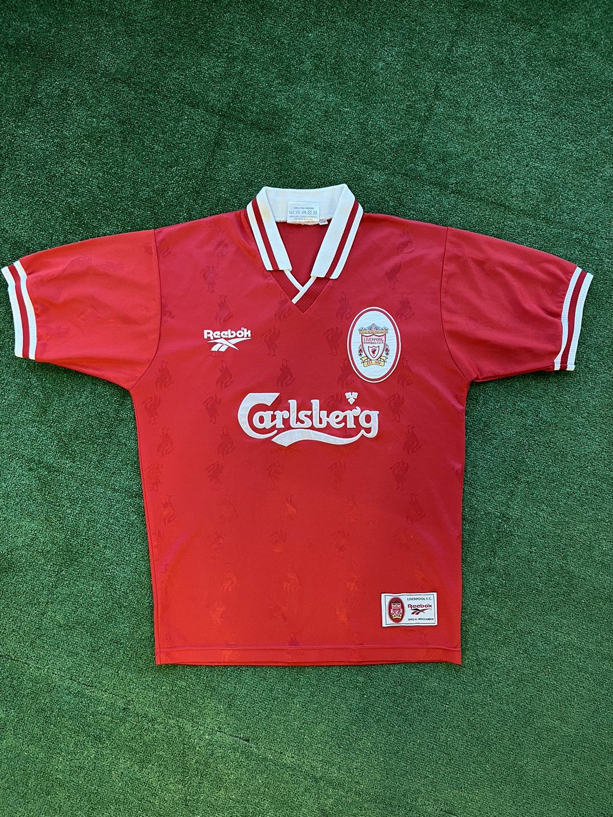 image of Vintage Blokecore Liverpool 1996 1998 Reebok Football Jersey in Red, Men's (Size Small)