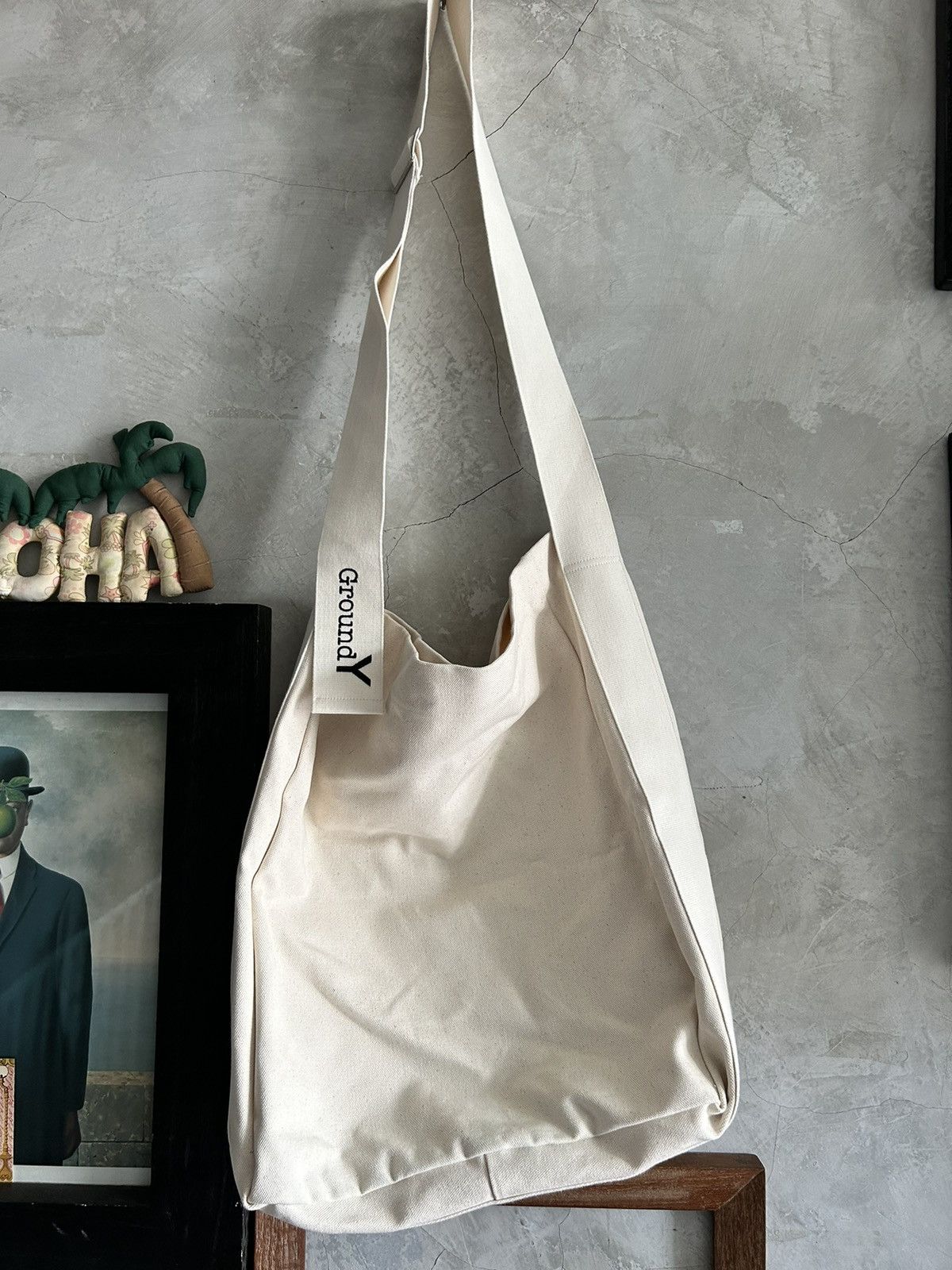 image of Groundy Canvas Sling Bag in Beige, Men's