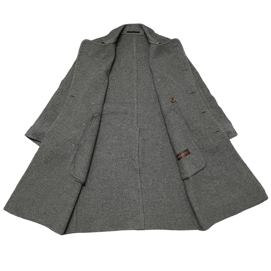 Yves Saint Laurent Vintage 90s YSL Yves Saint Laurent Wool Long Coat with Belt Size US S / EU 44-46 / 1 - 9 Thumbnail