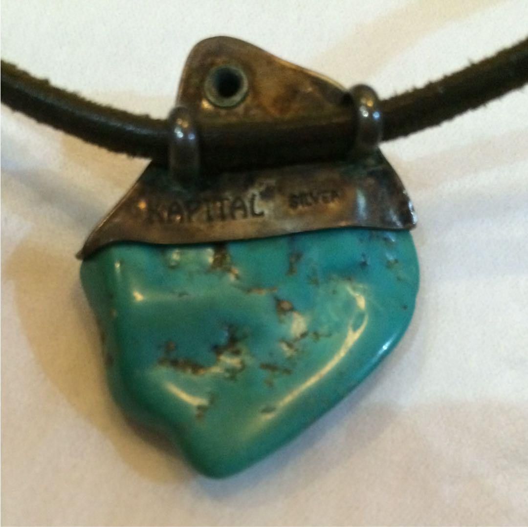 Kapital Turquoise Silver Leather Necklace Size ONE SIZE - 3 Thumbnail
