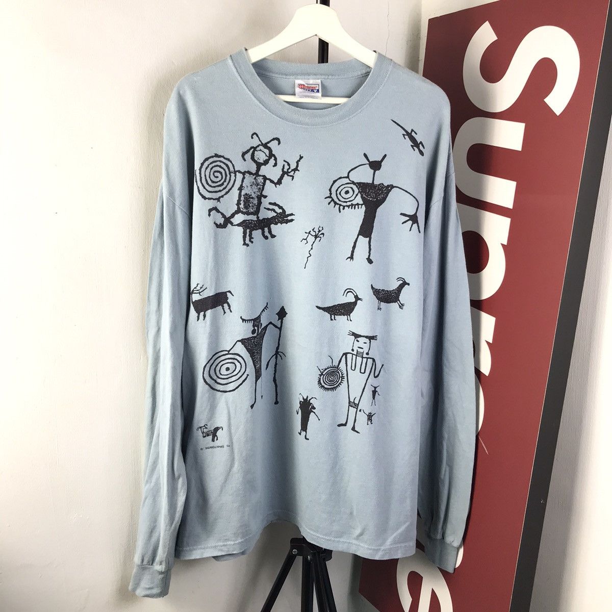 image of Art x Vintage 1994 Skulls Seriglyphs Mc Escher Pablo Picasso Shirt in Blue, Men's (Size XL)