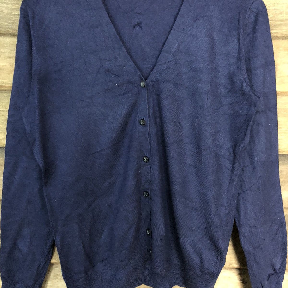 Japanese Brand Uniqlo Dark Blue Cardigan #7288 Size M / US 6-8 / IT 42-44 - 5 Thumbnail