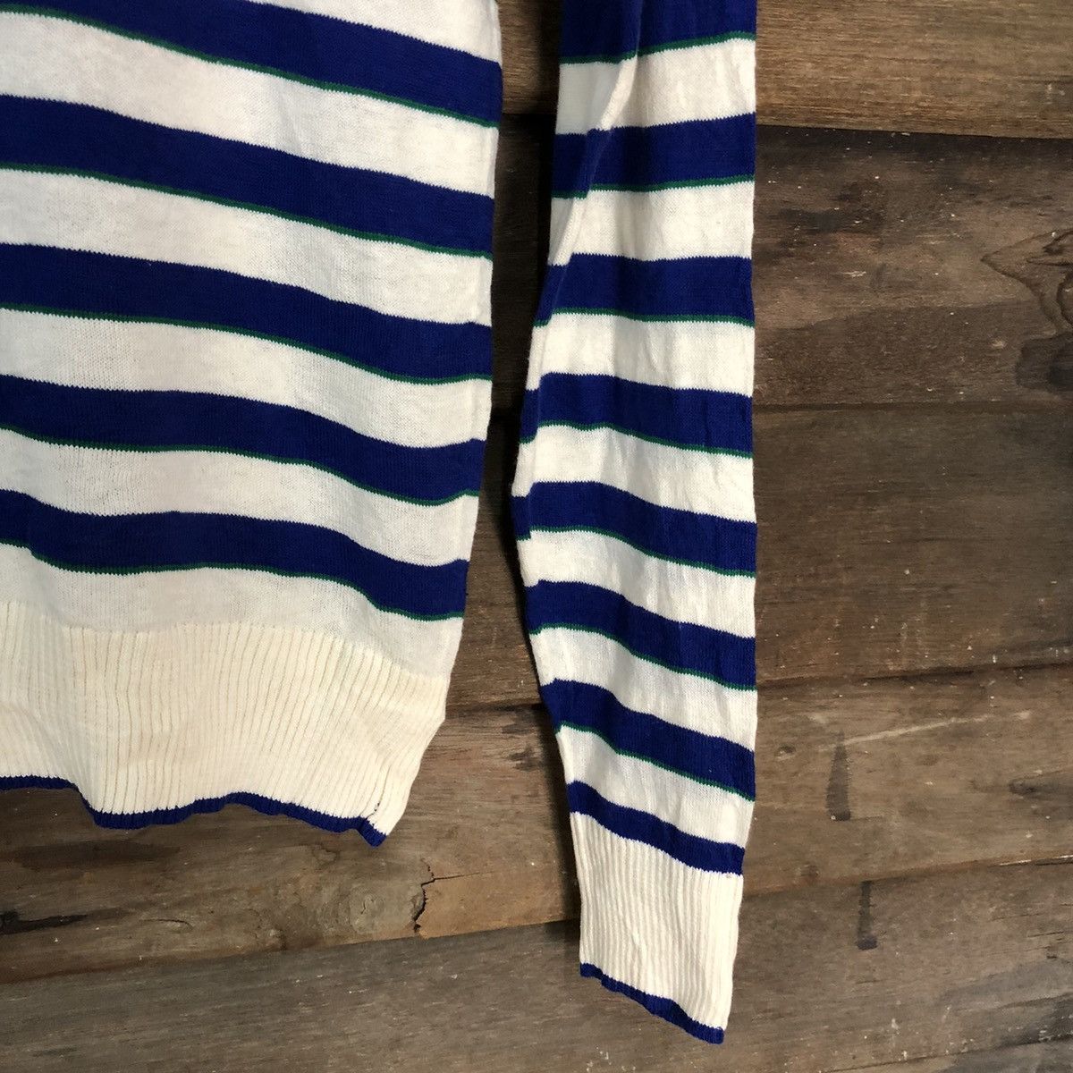 Japanese Brand Aqua Leaf Blue Stripe Patterned Cardigans #7269 Size M / US 6-8 / IT 42-44 - 11 Thumbnail