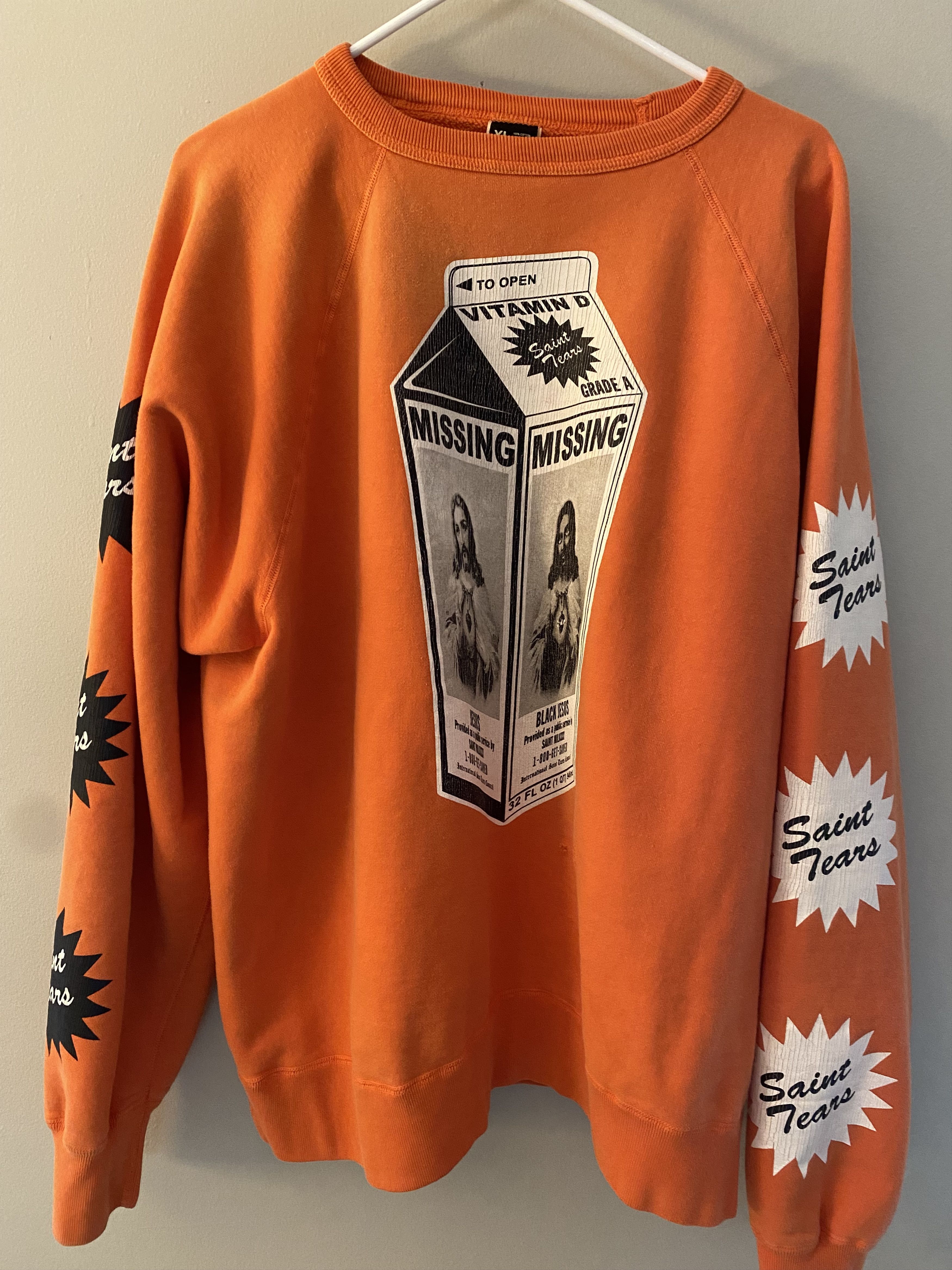 Saint Michael Denim Tears Missing Jesus Crewneck