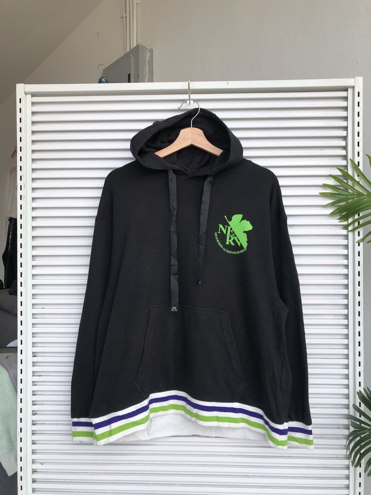 image of Cartoon Network x Vintage Evangelion Nerv Anime Hoodies / Tokyo Revenger Akira in Black (Size Mediu