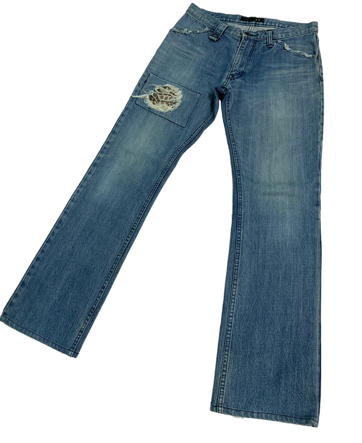 Roar Vintage Roar 2 Guns Distressed Flare Jeans Size US 29 - 1 Thumbnail