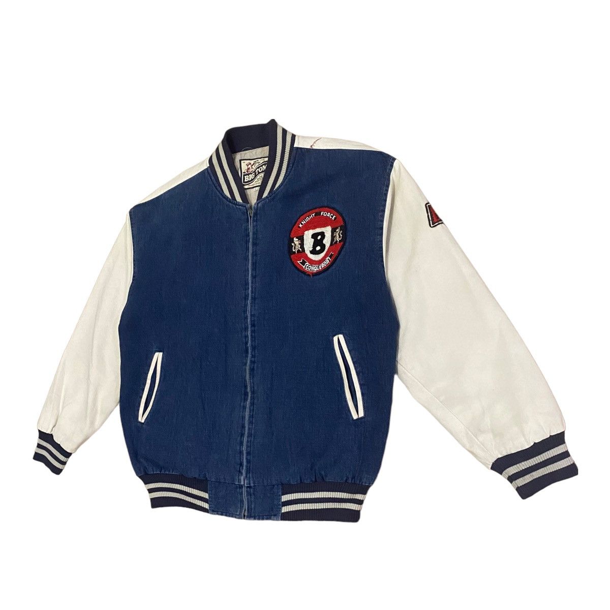 Japanese Brand × Vintage Vintage Big Tom Big Logo Varsity Jacket Denim Baggy Style Size US XL / EU 56 / 4 - 8 Thumbnail