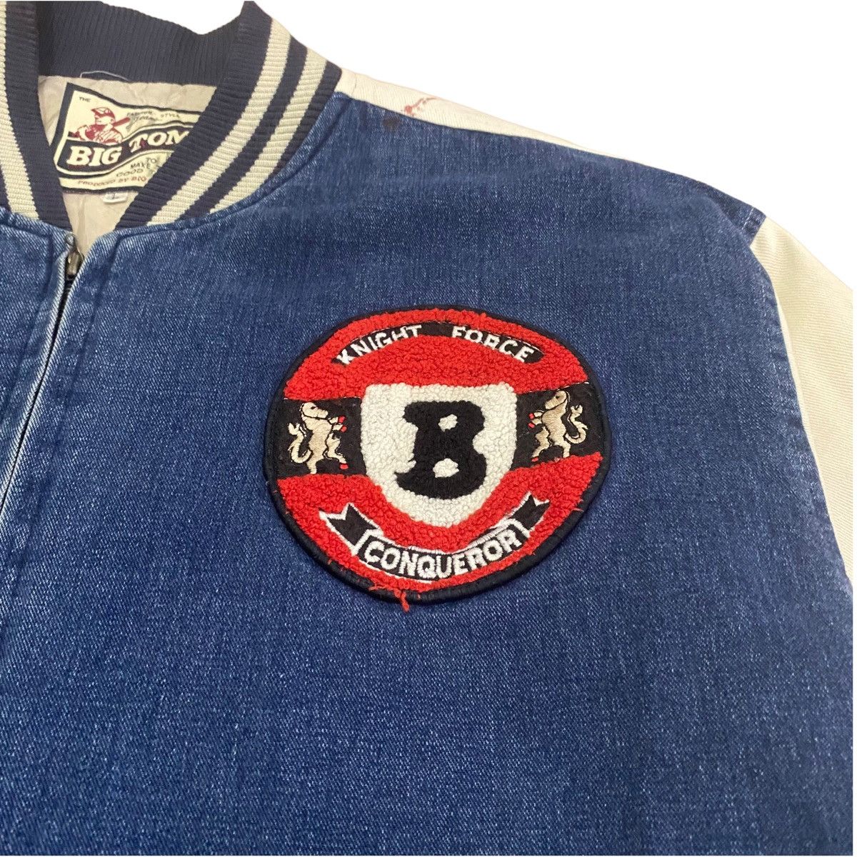 Japanese Brand × Vintage Vintage Big Tom Big Logo Varsity Jacket Denim Baggy Style Size US XL / EU 56 / 4 - 9 Thumbnail