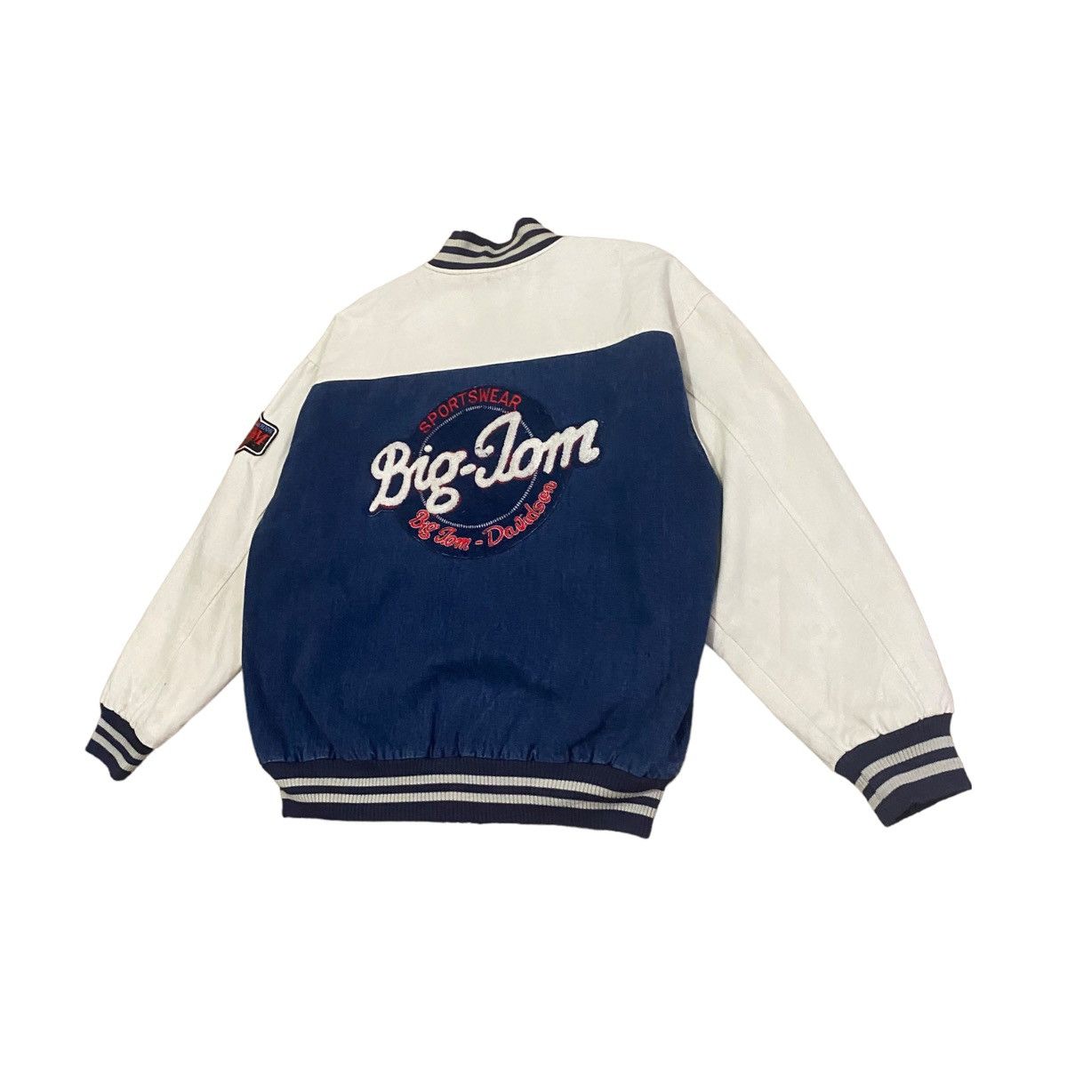 Japanese Brand × Vintage Vintage Big Tom Big Logo Varsity Jacket Denim Baggy Style Size US XL / EU 56 / 4 - 6 Thumbnail