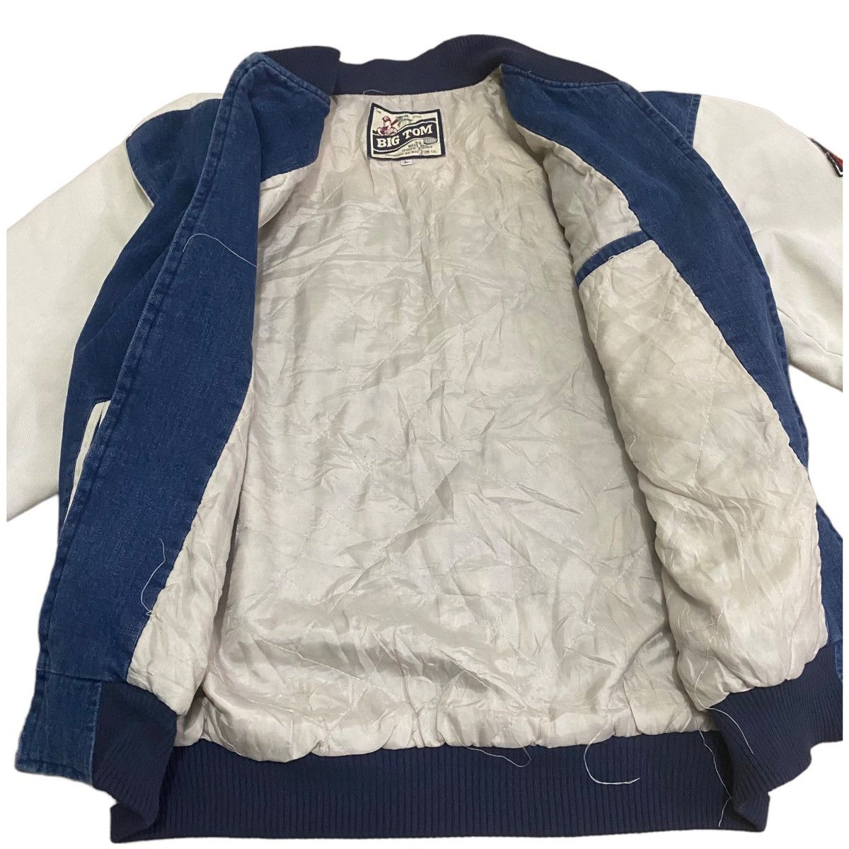 Japanese Brand × Vintage Vintage Big Tom Big Logo Varsity Jacket Denim Baggy Style Size US XL / EU 56 / 4 - 12 Thumbnail