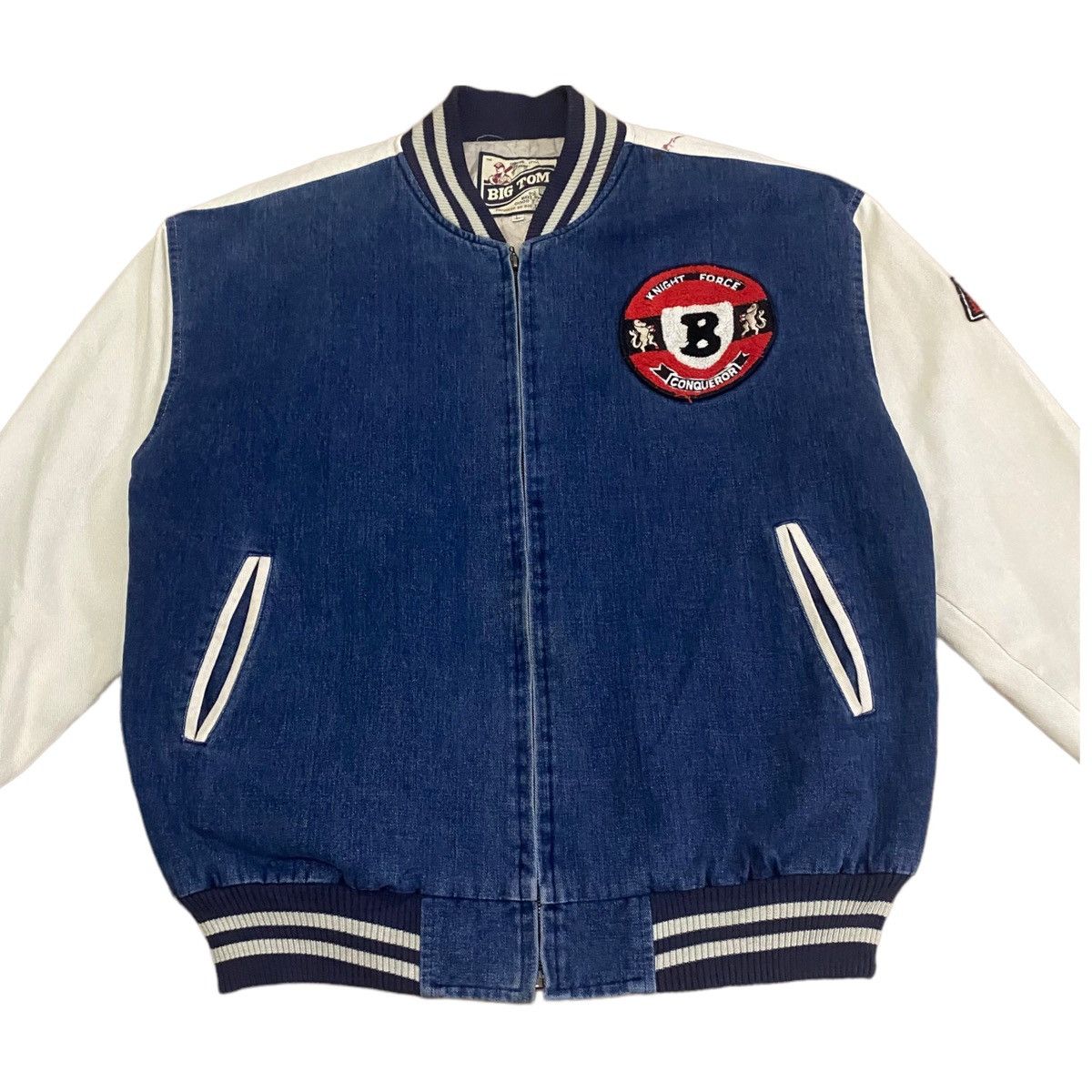 Japanese Brand × Vintage Vintage Big Tom Big Logo Varsity Jacket Denim Baggy Style Size US XL / EU 56 / 4 - 4 Thumbnail