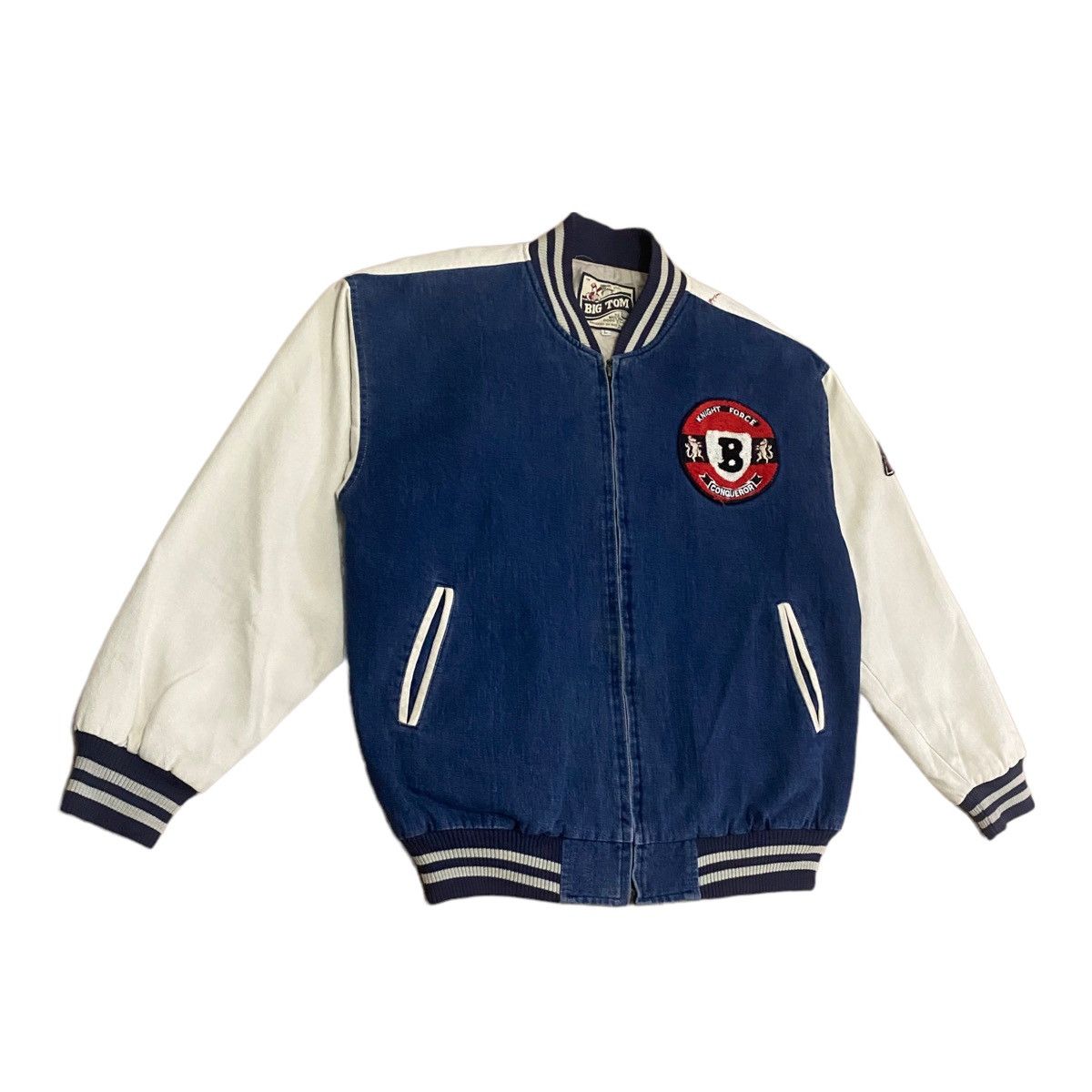 Japanese Brand × Vintage Vintage Big Tom Big Logo Varsity Jacket Denim Baggy Style Size US XL / EU 56 / 4 - 7 Thumbnail