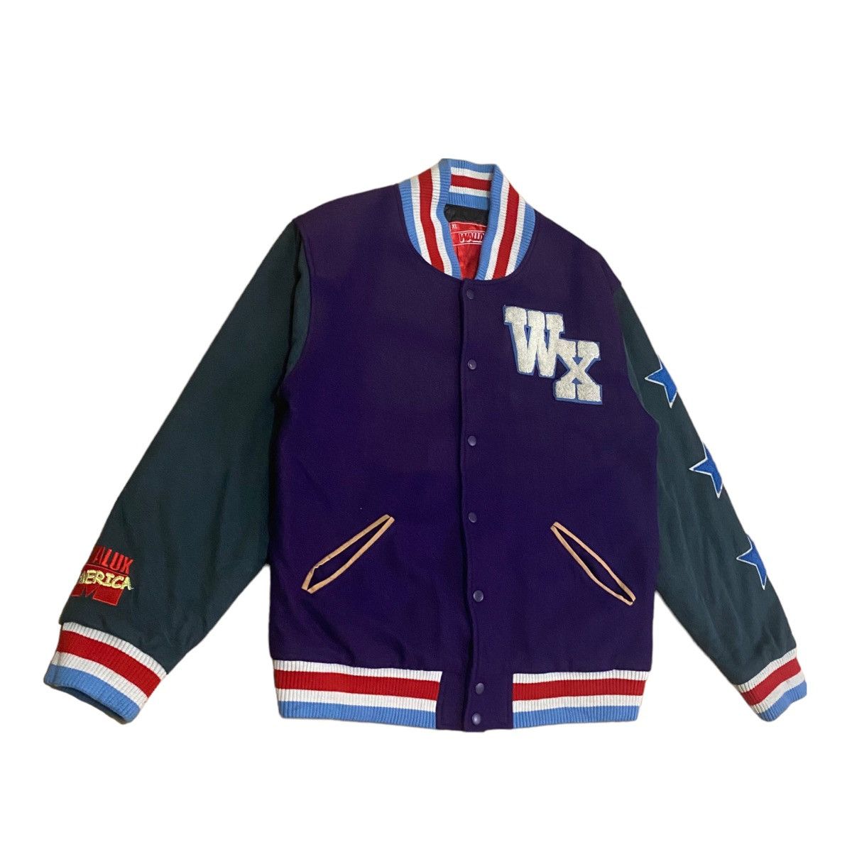 Japanese Brand Vintage Walux Back Hit Button Up Varsity Jacket Size US L / EU 52-54 / 3 - 4 Thumbnail