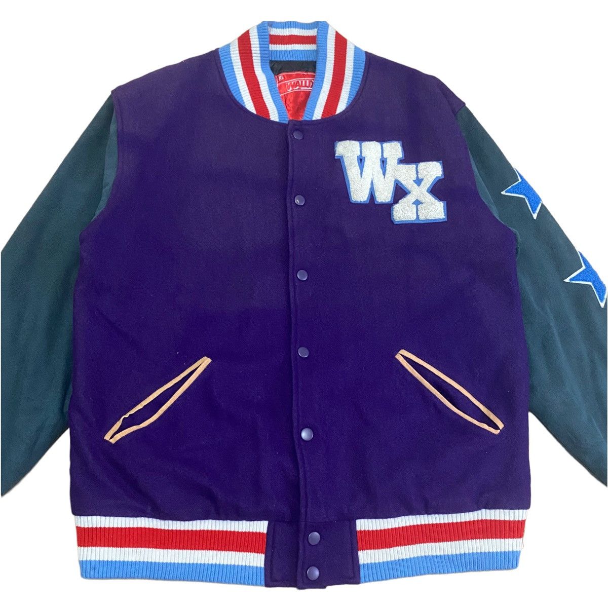 Japanese Brand Vintage Walux Back Hit Button Up Varsity Jacket Size US L / EU 52-54 / 3 - 5 Thumbnail