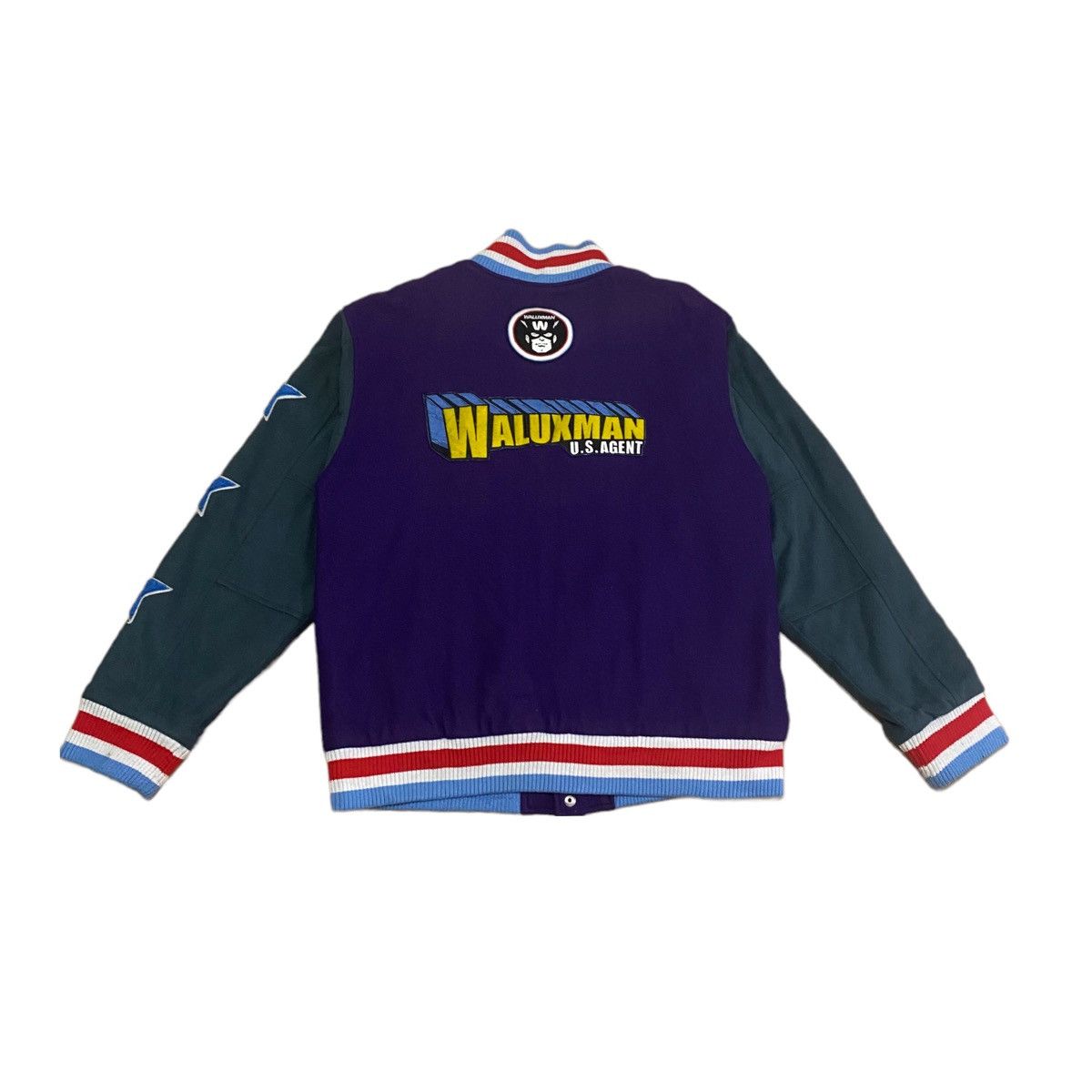 Japanese Brand Vintage Walux Back Hit Button Up Varsity Jacket Size US L / EU 52-54 / 3 - 1 Thumbnail