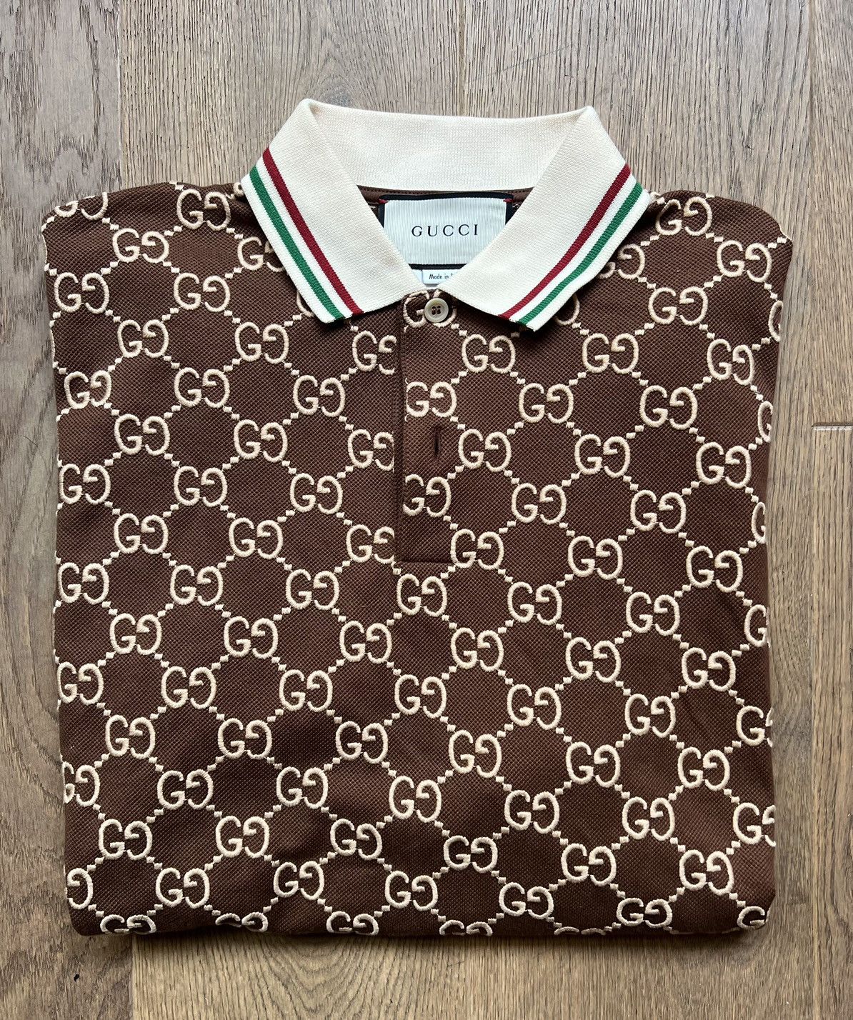 Gucci Monogram Polo Shirt in Brown for Men