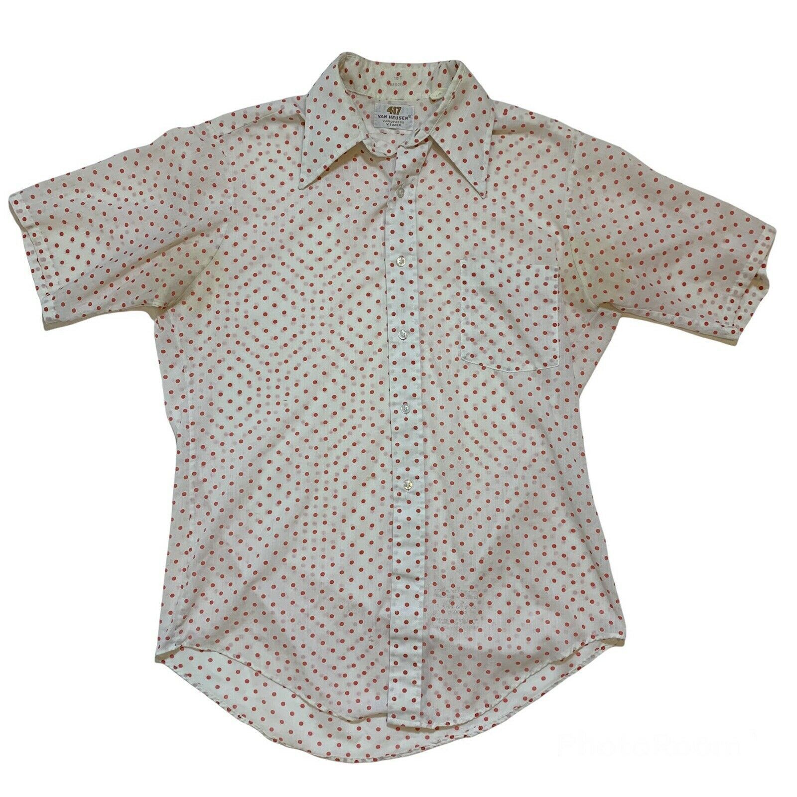 Van Heusen × Vintage Vintage 60s 70s Van Heusen 417 Vanopress Polka Dot Shirt Size US S / EU 44-46 / 1 - 1 Thumbnail