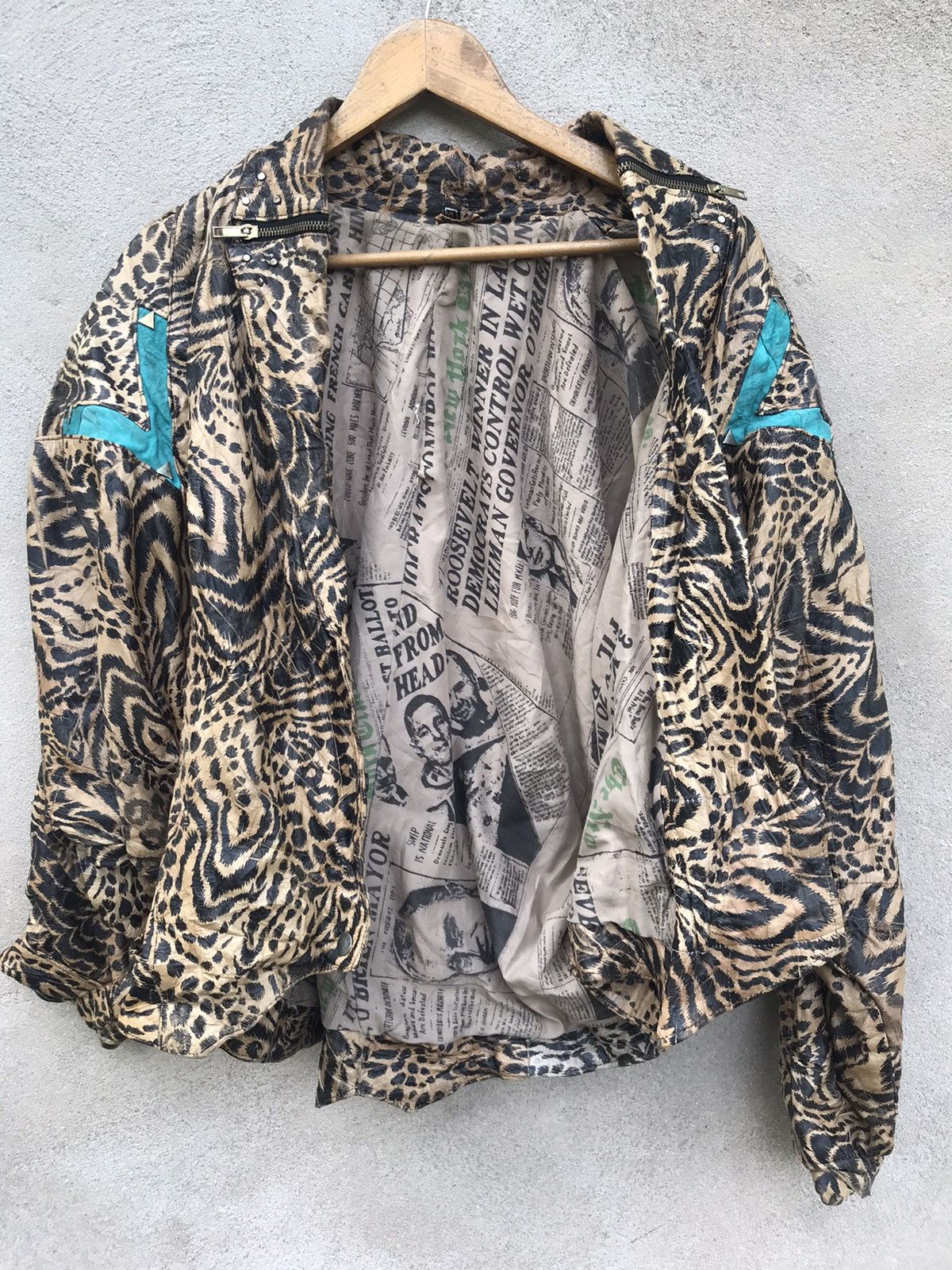 If Six Was Nine RARE PUNK STYLE LEOPARD PVC LEATHER JACKET SEDITONARIES Size US M / EU 48-50 / 2 - 14 Thumbnail