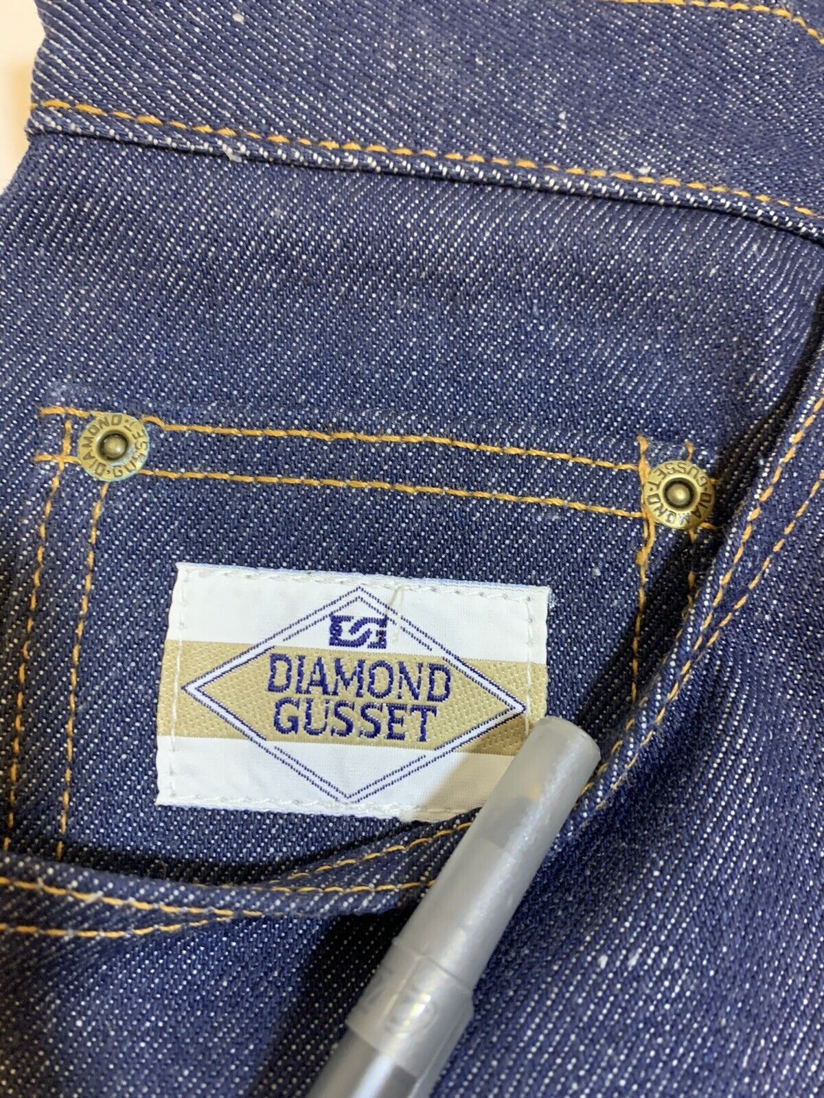 Vintage Diamond Gusset Motorcycle Raw Denim Rigid High Rise Jeans Size 25" / US 0 / IT 36 - 2 Thumbnail