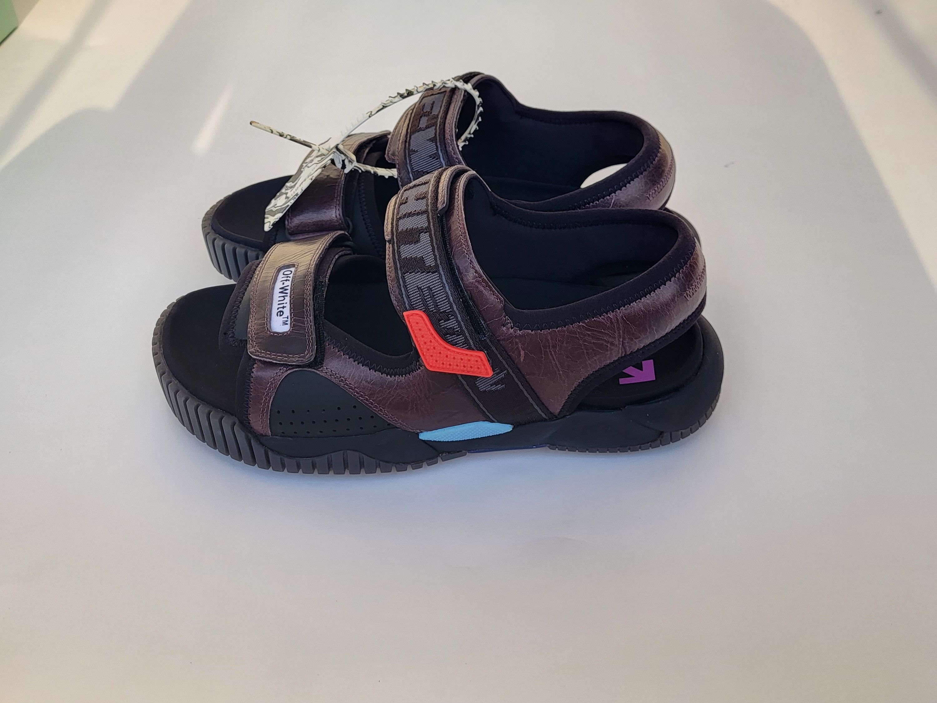 image of Off White Odsy Leather Sandal Violet Black in Black Violet, Men's (Size 8)