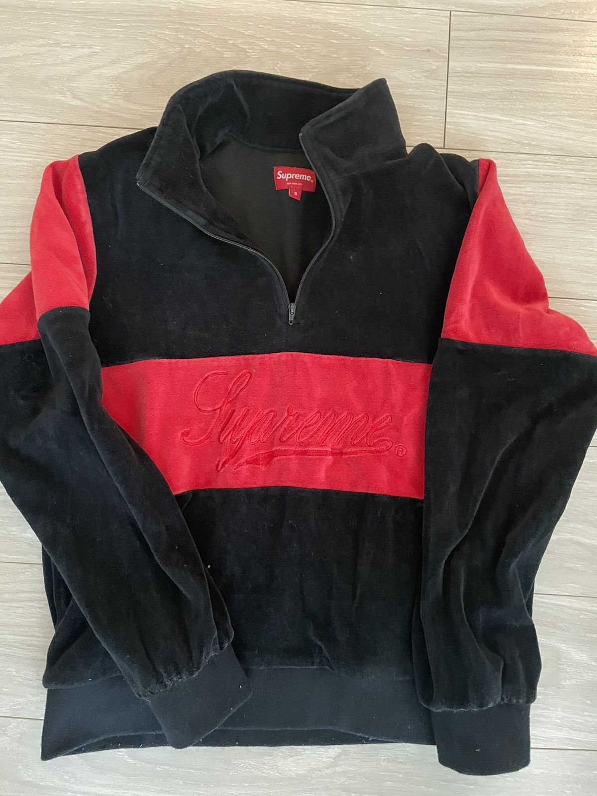 Supreme Supreme Velour Half Zip Pullover sz S | Grailed