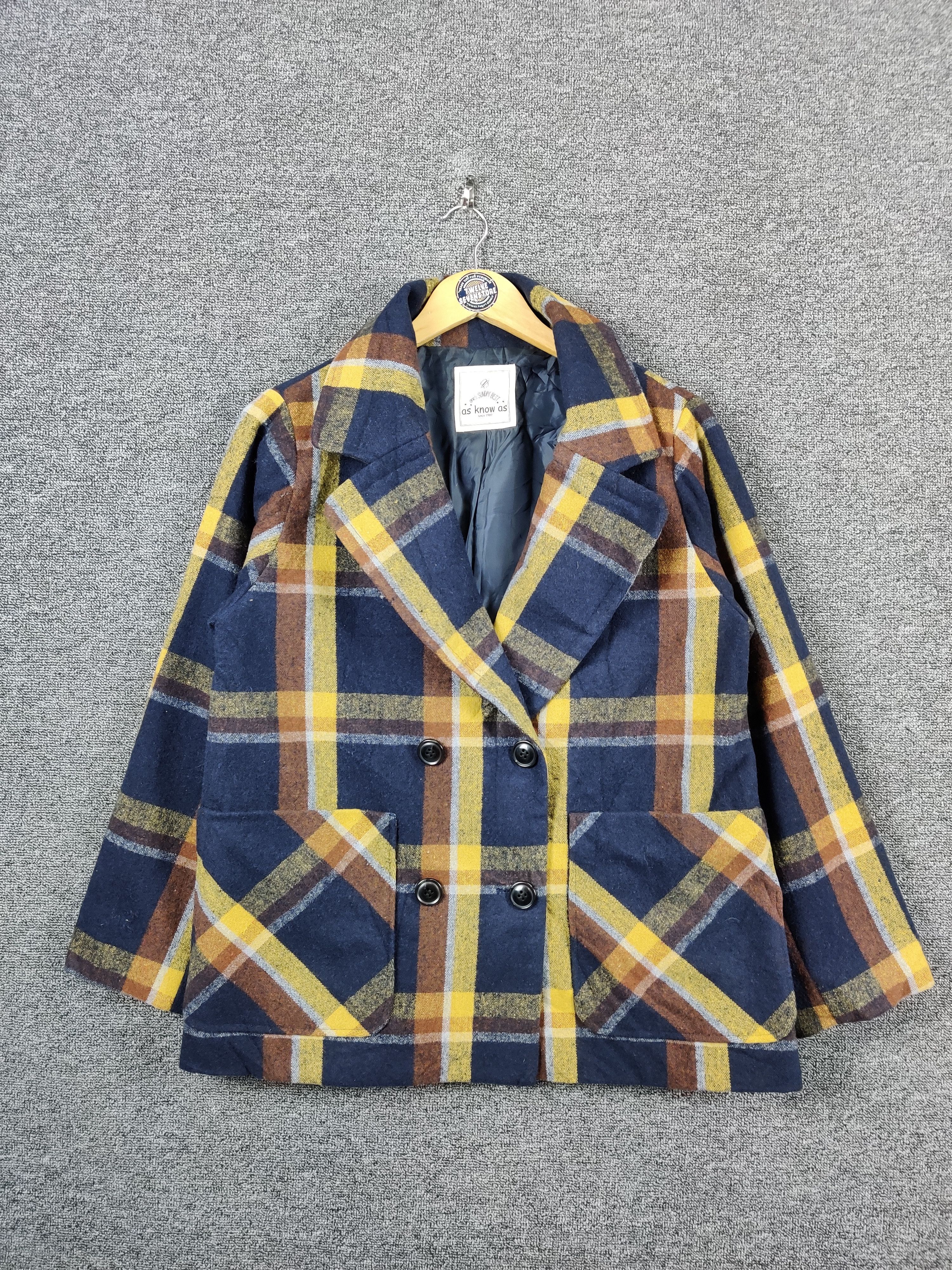 Japanese Brand Vintage As Know As Shadow Plaid Checkered Blazer Coat Size US M / EU 48-50 / 2 - 1 Thumbnail