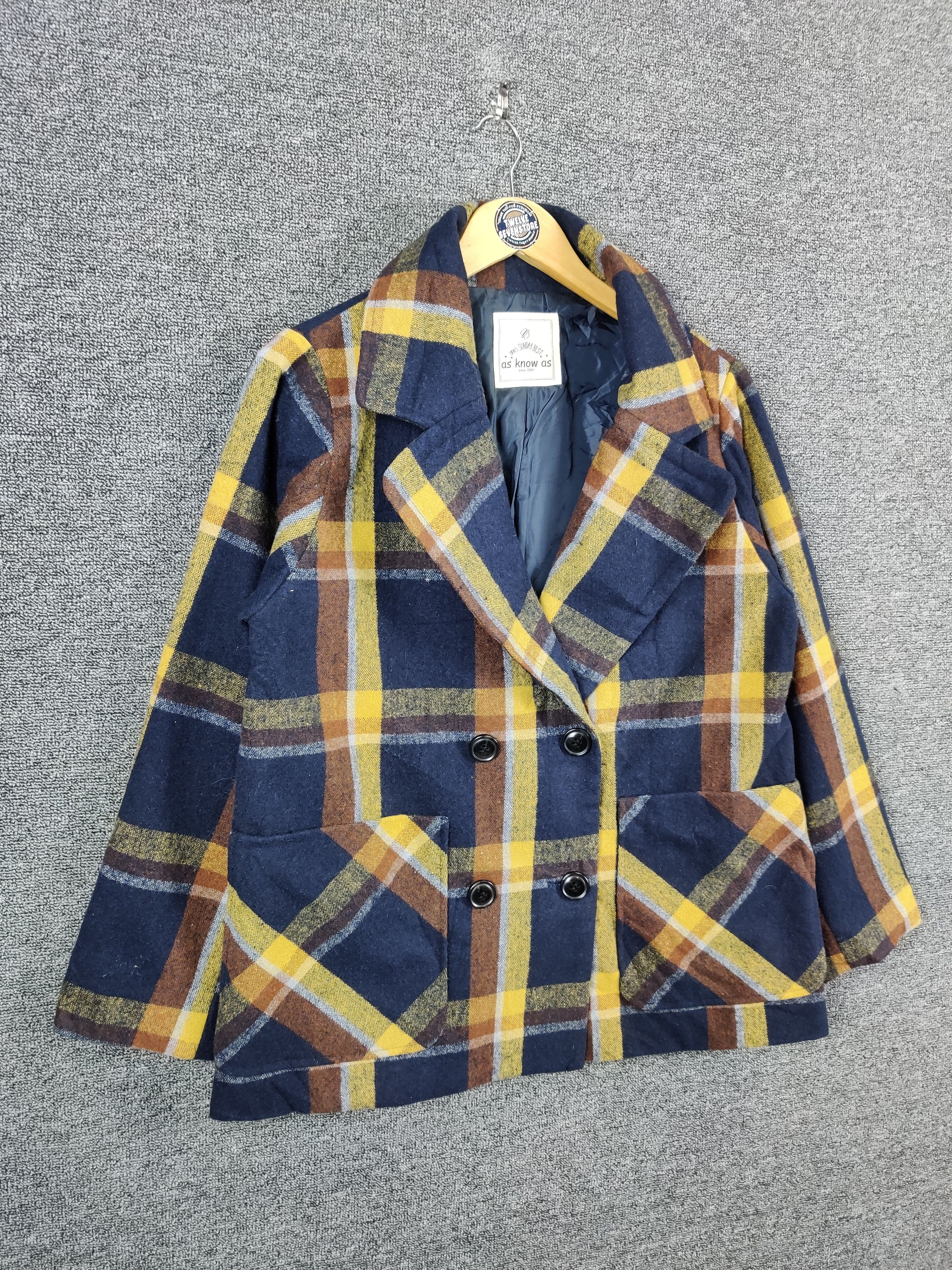 Japanese Brand Vintage As Know As Shadow Plaid Checkered Blazer Coat Size US M / EU 48-50 / 2 - 8 Thumbnail