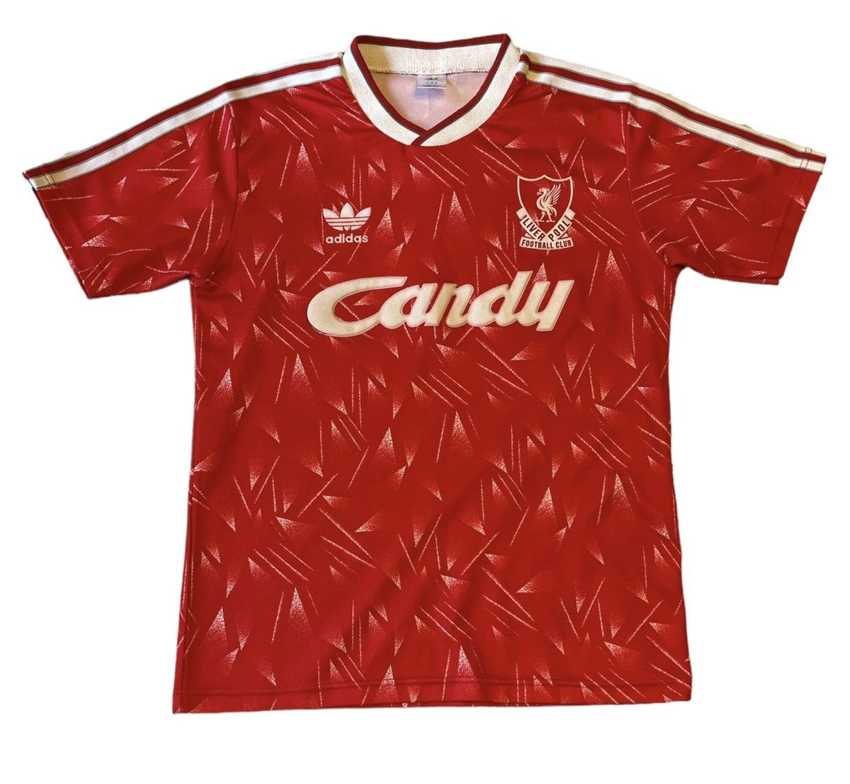 image of Liverpool Adidas 1989-1990 Football Jersey in Red, Men's (Size Small)