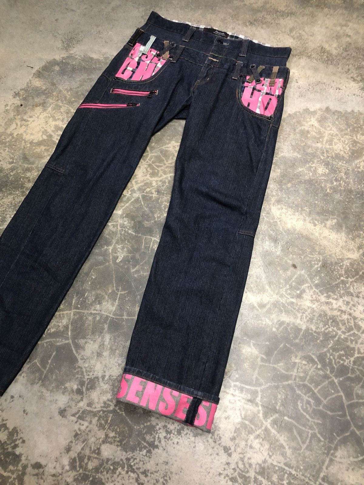Japanese Brand Dominated Handcrafted Jean double waist zipper denim rare Size US 33 - 4 Thumbnail