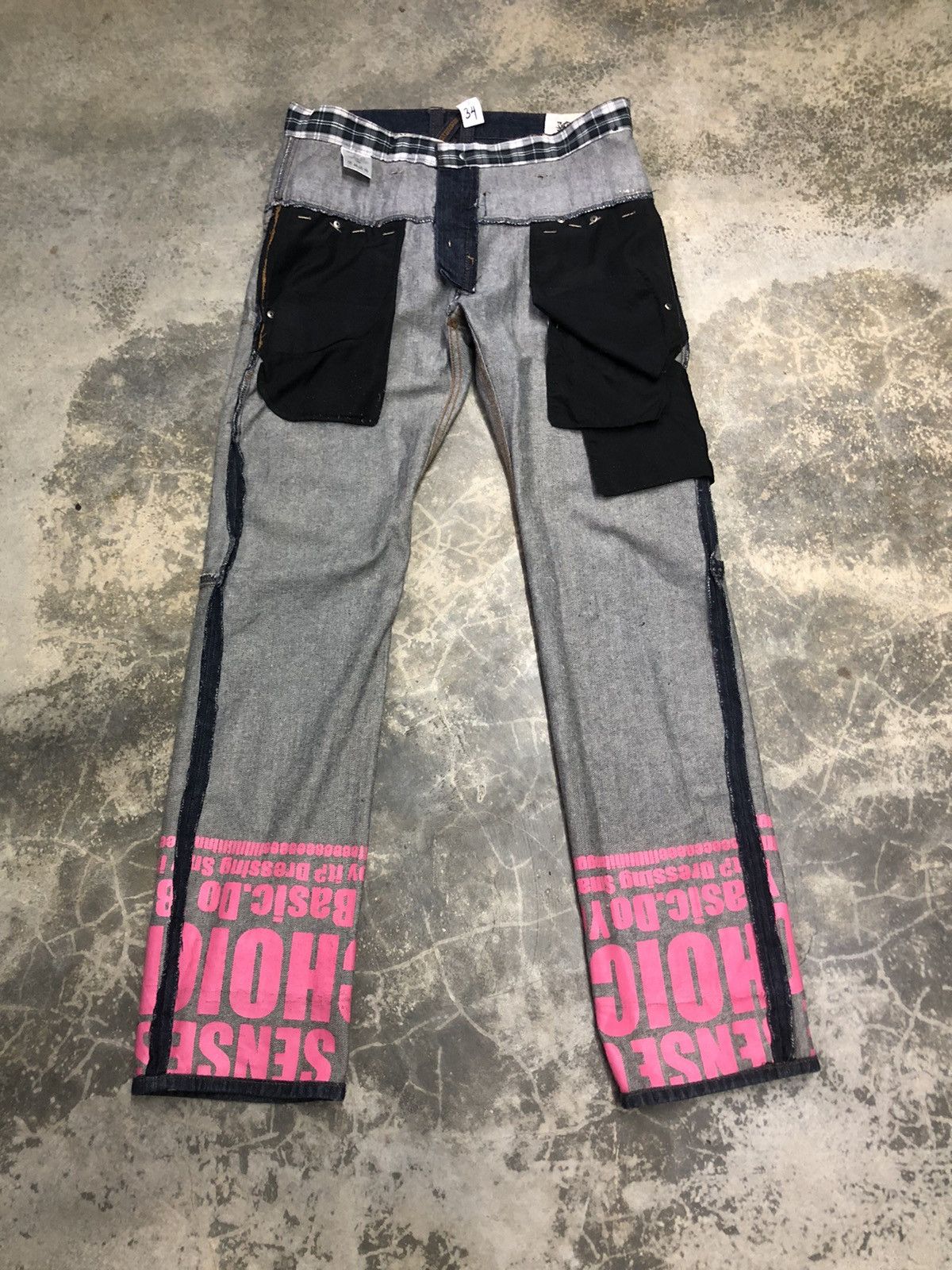 Japanese Brand Dominated Handcrafted Jean double waist zipper denim rare Size US 33 - 18 Thumbnail