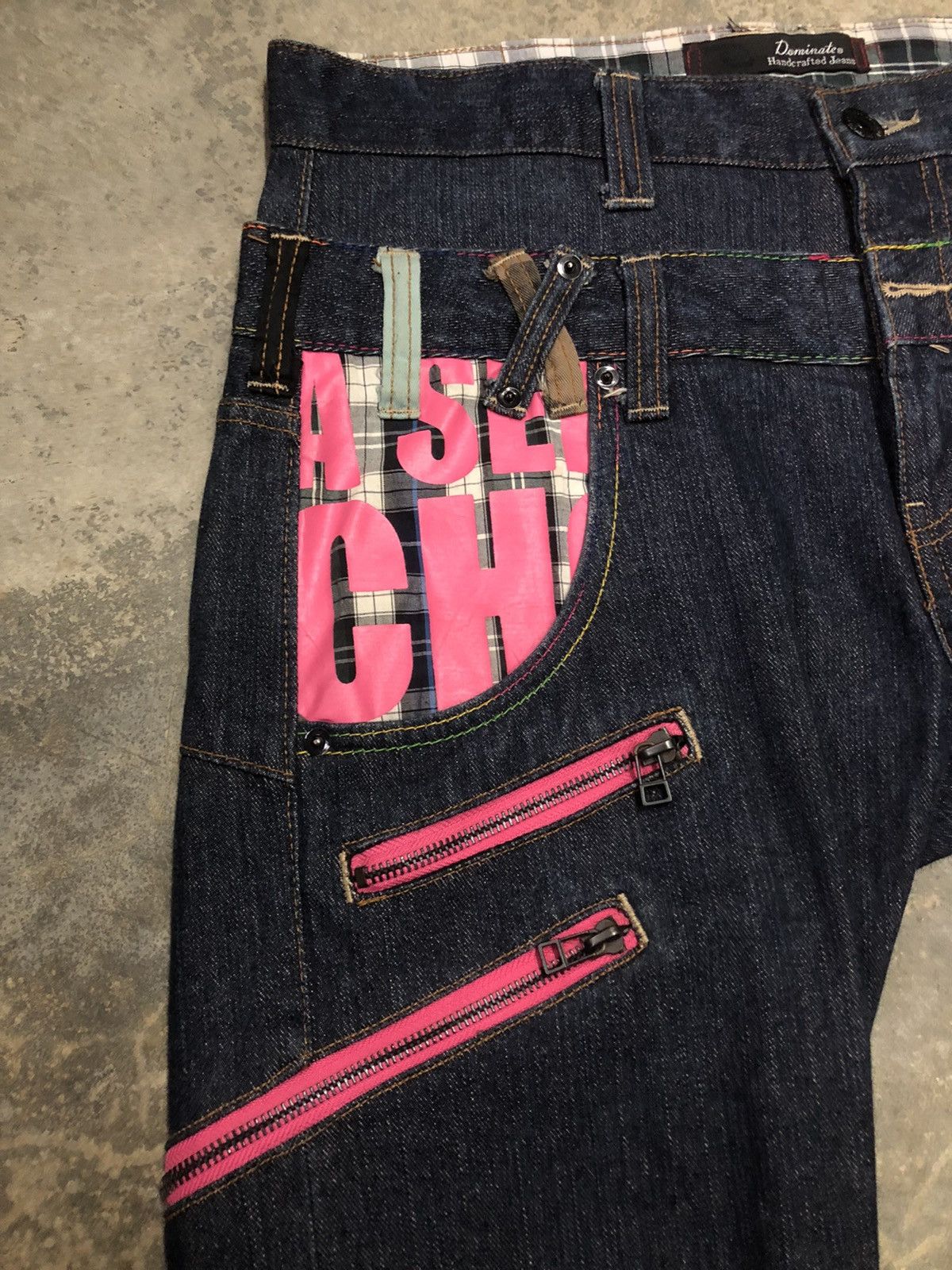 Japanese Brand Dominated Handcrafted Jean double waist zipper denim rare Size US 33 - 8 Thumbnail