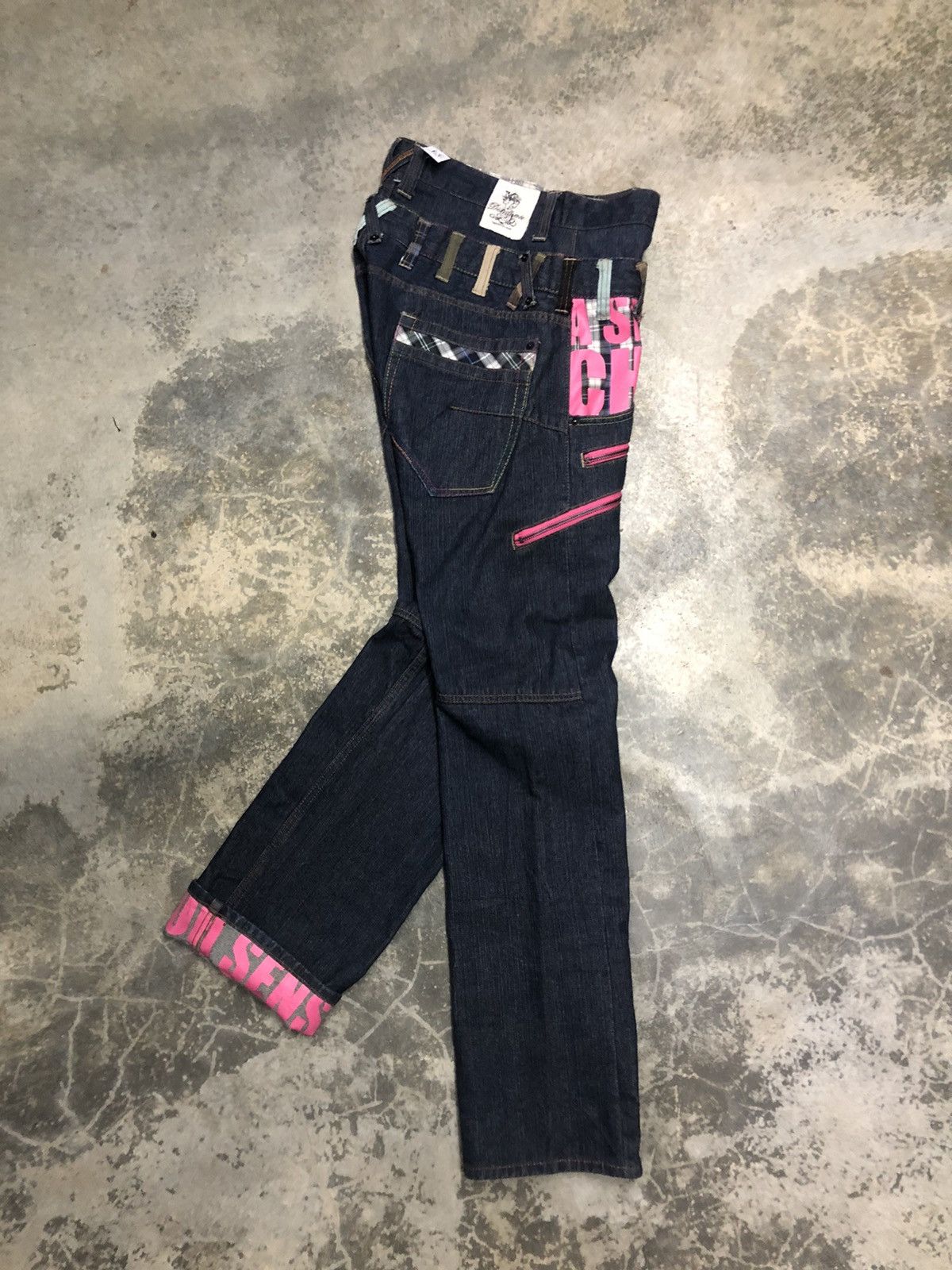 Japanese Brand Dominated Handcrafted Jean double waist zipper denim rare Size US 33 - 3 Thumbnail