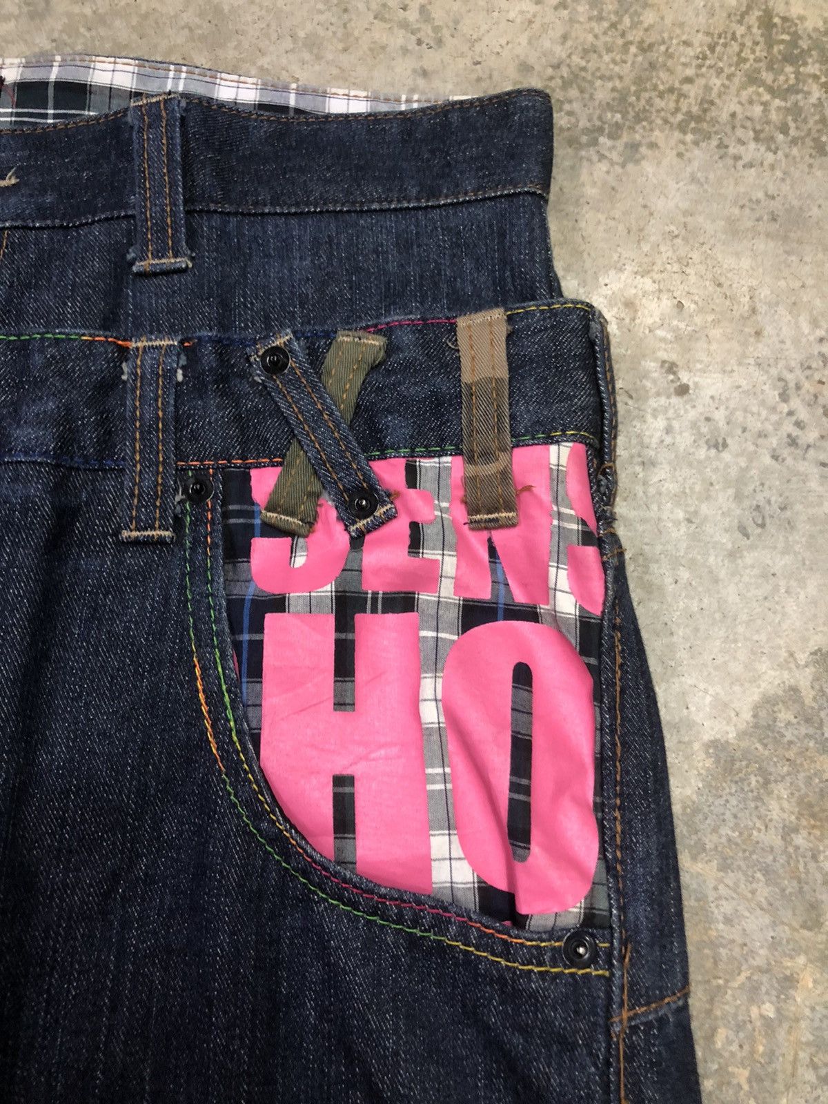 Japanese Brand Dominated Handcrafted Jean double waist zipper denim rare Size US 33 - 7 Thumbnail