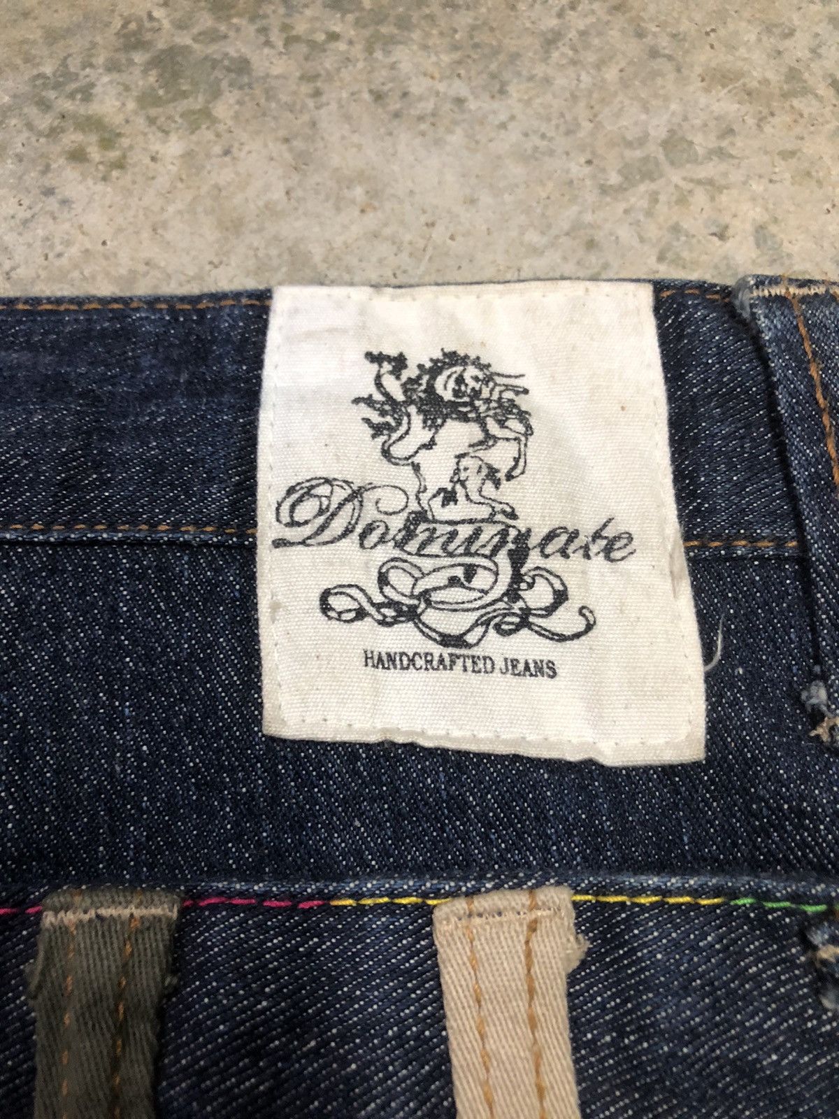 Japanese Brand Dominated Handcrafted Jean double waist zipper denim rare Size US 33 - 14 Thumbnail